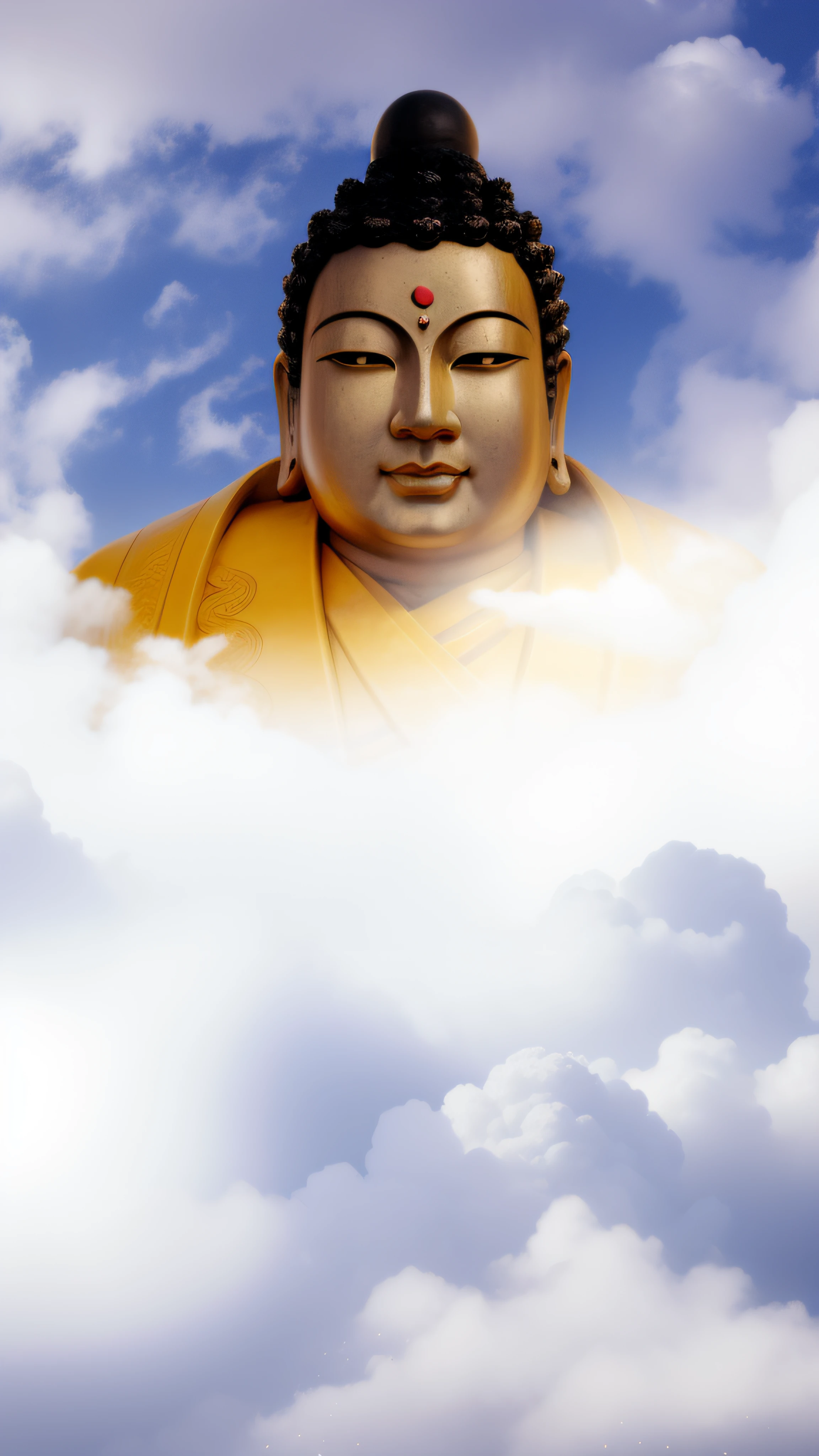 Buddha statue in the clouds,There is a bright sun above, a Buddhist Buddha, Buddhist, Buddha, beautiful gold saint, Buddhism, background-image, enlightening, Cloud, Enlightened, Beautiful image, samsara, Spiritual enlightenment, Asian, leaked image, portrait of a heavenly god, Mist, Temple background, 4096,author:David Burton-Richardson, attractive male deity, On the road to enlightenment,inspired by Chen Jiru, inspired by Tawaraya Sōtatsu, inspired by Ma Quan, inspired by Kaigetsudō Anchi, God Lisa Hannigan, Inspired by Yang Buzhi, Jaya Sulberg, inspired by Kaigetsudō Ando,8K quality,Master handwriting,hyper HD