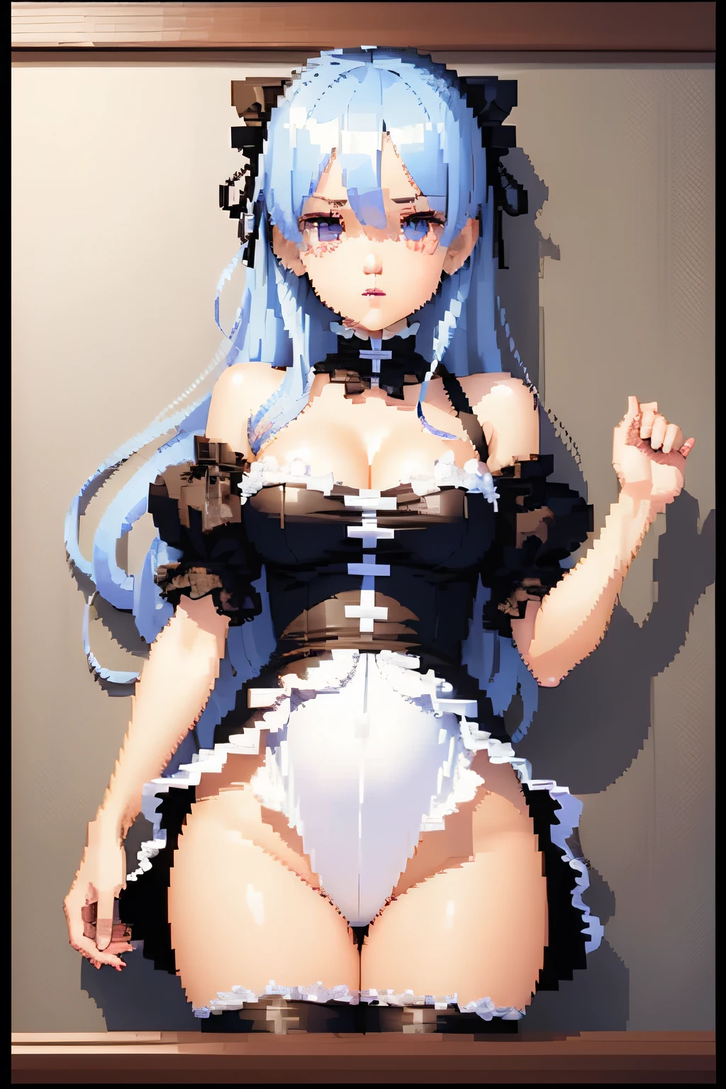 Re Zero Rem pixel art, 1024x1024