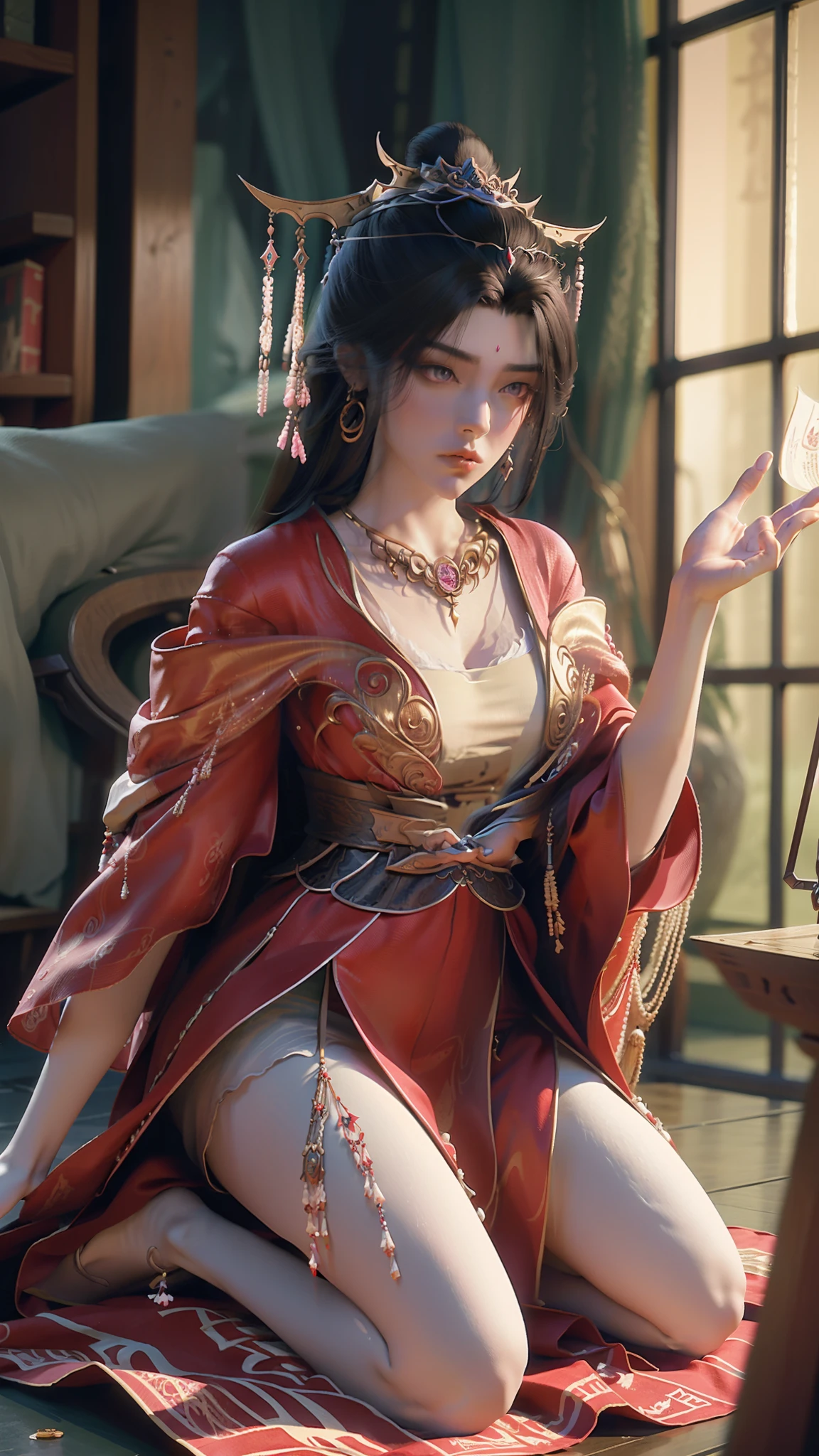 Beautiful woman in intricate Modern Business Outfit