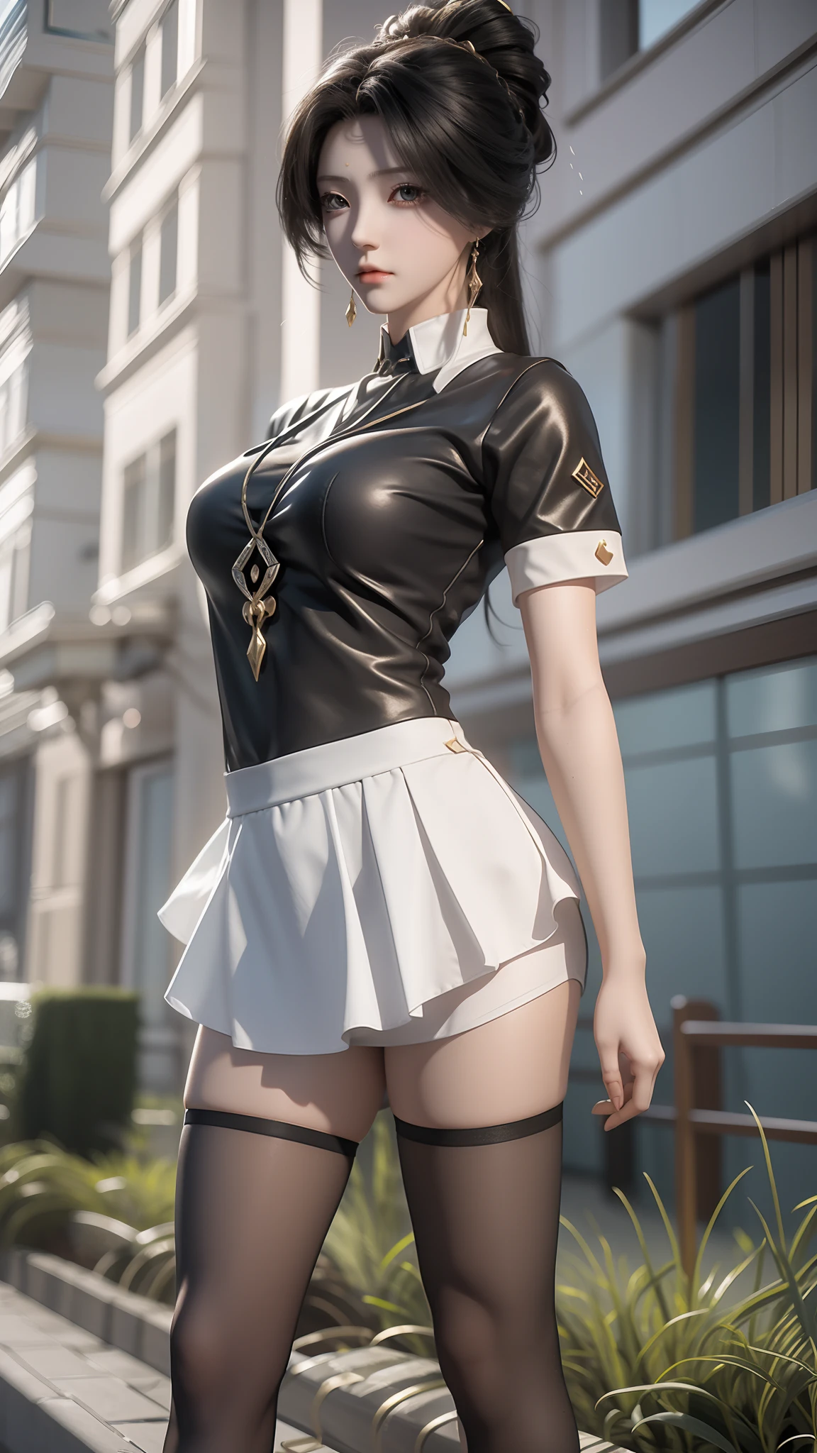 anime - style image of a woman in a short skirt and shirt, seductive anime girls, Smooth anime CG art, Surrealism female students, Surrealism female students, thighhighs and skirt, photorealistic anime girl rendering, beautiful and seductive anime woman, Realistic schoolgirl, Realistic anime 3 D style, 3 d anime realistic, Beautiful Anime High School Girls