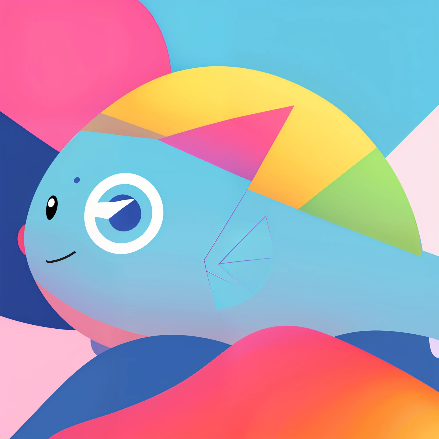 a closeup、Flat illustration、Geometric shapes、Colorful Rainbow 5、pop-art、sunfish