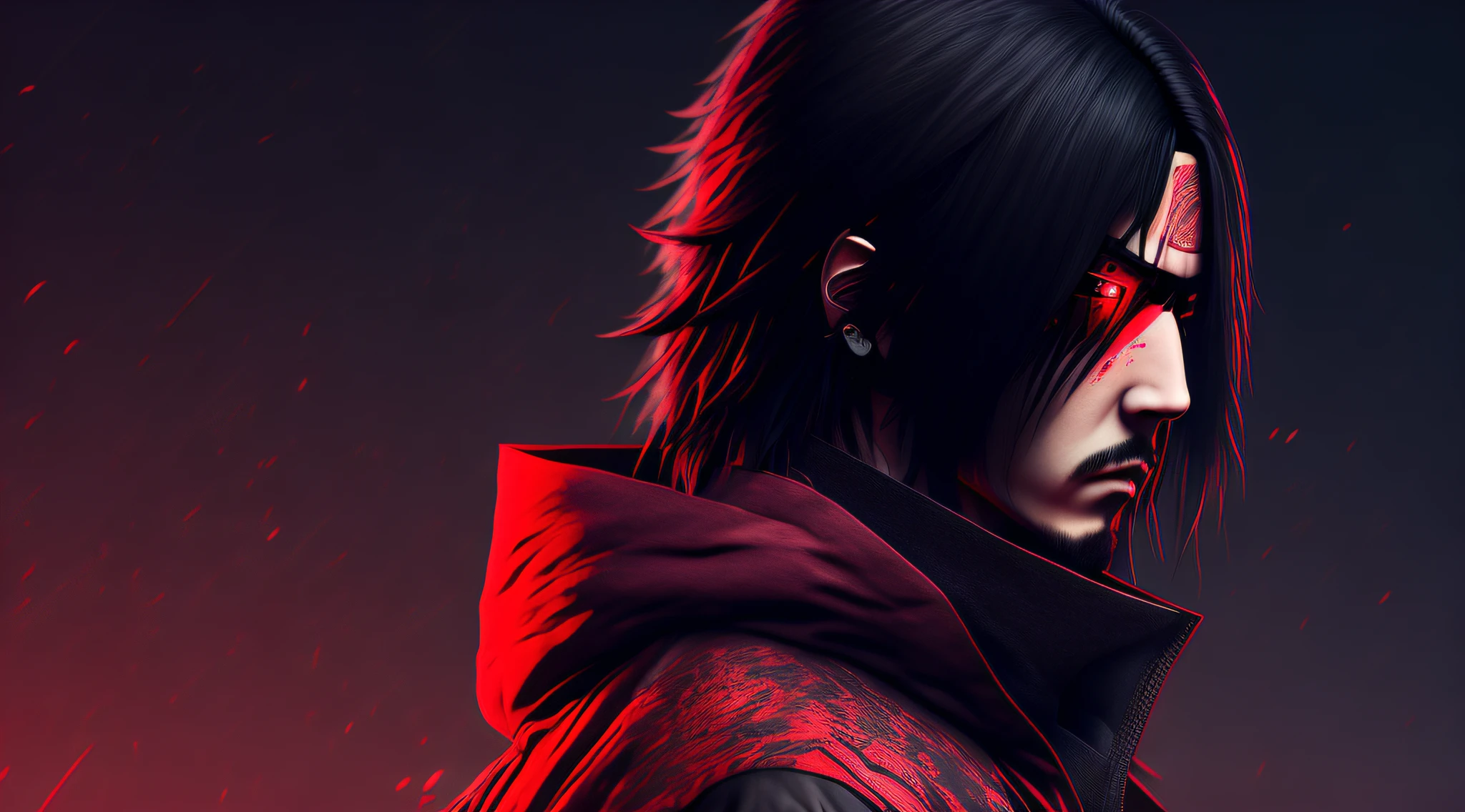 Itachi Uchiha, Cyberpunk, 8k, Traje do homem de ferro