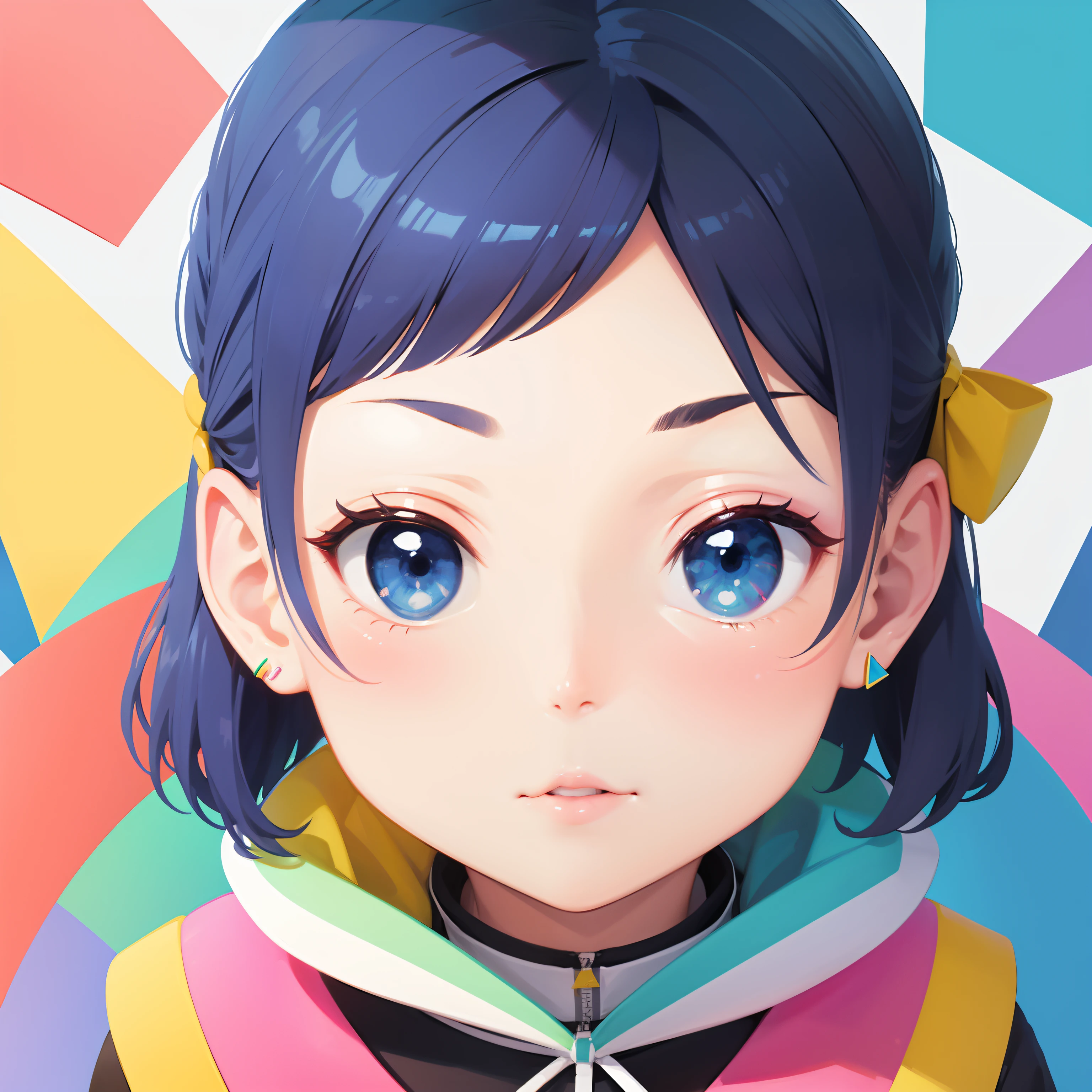 a closeup、Flat illustration、Geometric shapes、Colorful Rainbow 5、pop-art、Chin conger