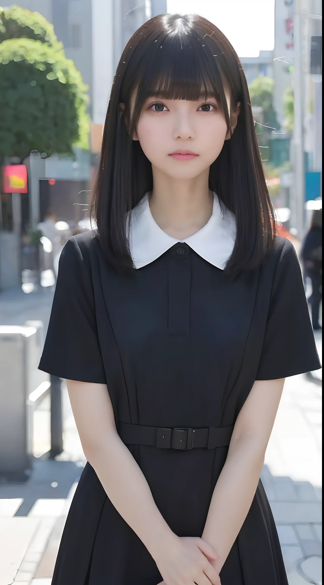mix4, (8K, Raw photography, Top image quality, masterpiece: 1.45), (realisitic, Photorealsitic: 1.37), one girls, cute little, A city scape, natta, Sateen, Wetty, profetional lighting, photon maping, Radio City, physically-based renderingt, Gradient black hair, white hair, short curly hair, a handsome, girl with, (((Randomly generated plain clothes))), Top Quality Photos, hight resolution, 1080p, (clearface), (Detailed face description), (Detailed hand description), (masterpiece), (Exquisite CG)、extreme light and shadows、dishevled hair、master work、abundant detail、(Fine facial features)、(top quality photo)、(masuter piece)、(A detailed eye)、Look in front of you、Fine clavicle、((Slender big))、((Office Looksuit)))、((Cute clothes))、((Shinjuku City))、(Turning around)、(((collars)))、耳Nipple Ring、A big smile、I draw the whole body from the top of the knee、