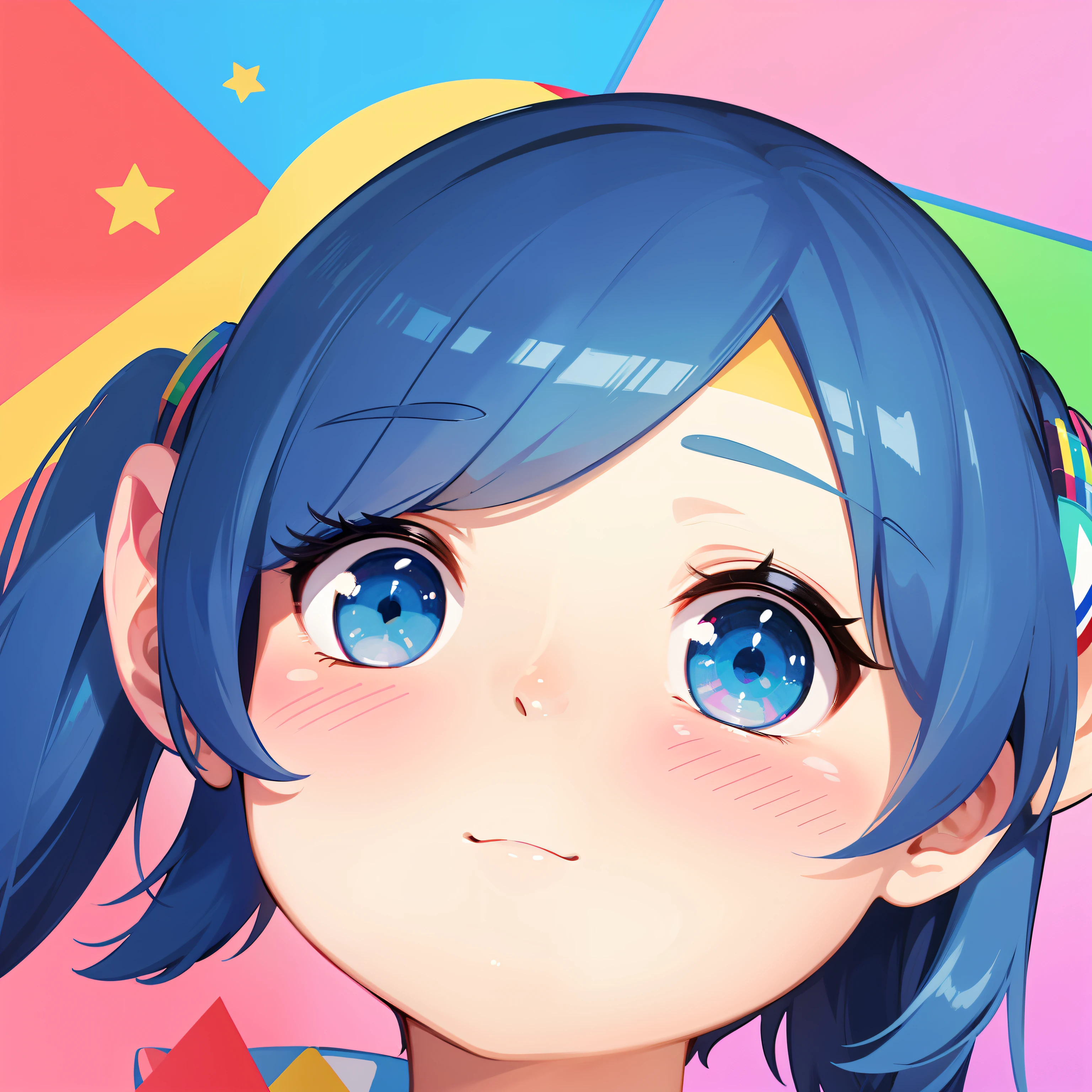 a closeup、Flat illustration、Geometric shapes、Colorful Rainbow 5、pop-art、Chin conger