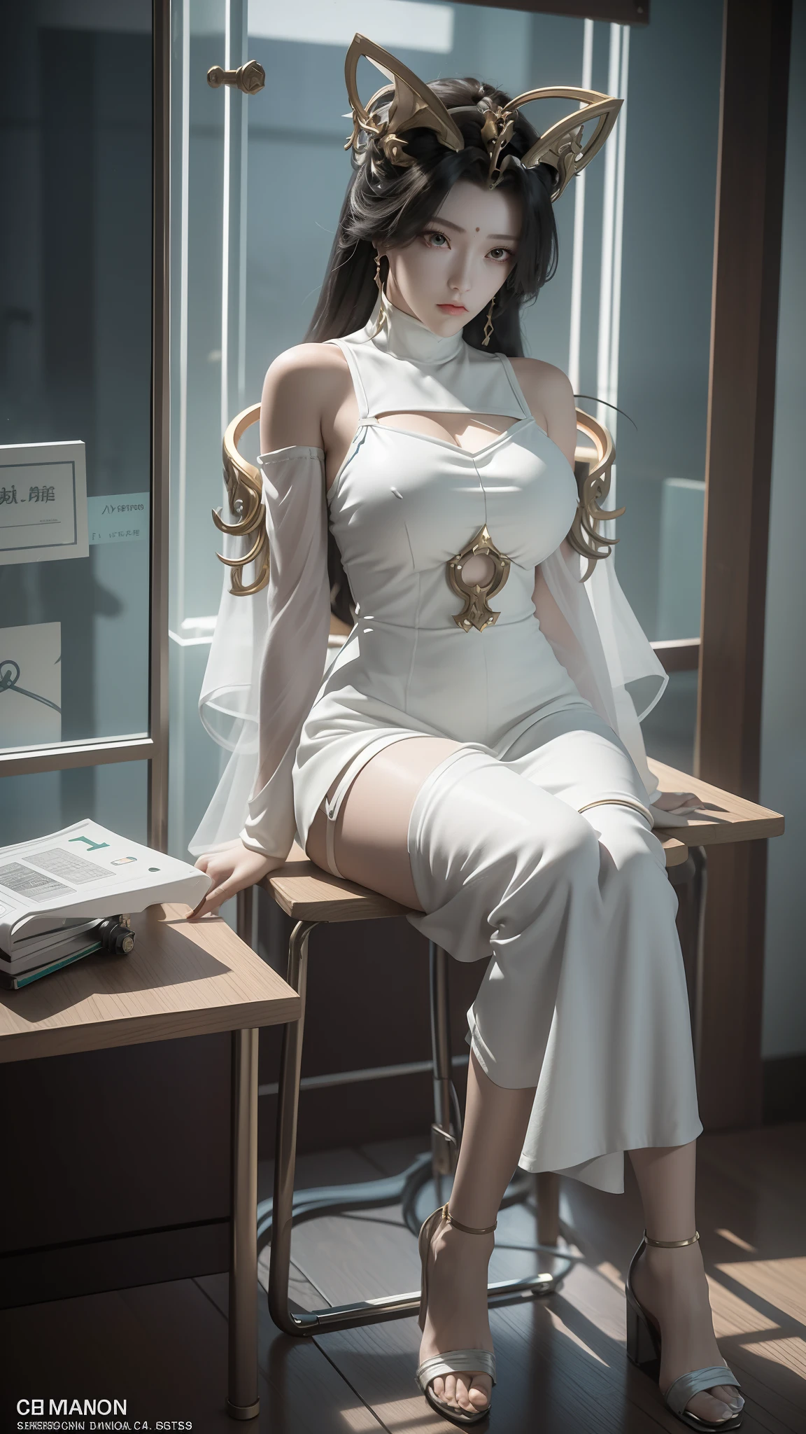 There is a woman sitting on a chair，Wearing a cat's costume, cyberpunk anime girl, female cyberpunk anime girl, cyber school girl, Cyberpunk 2 0 y. o model girl, dreamy cyberpunk girl, Digital cyberpunk anime art, muted cyberpunk style, Cyberpunk costumes, anime cyberpunk art, trending on cgstation, cyberpunk anime girl mech, cyberpunk anime art, cyberpunk femme fatale