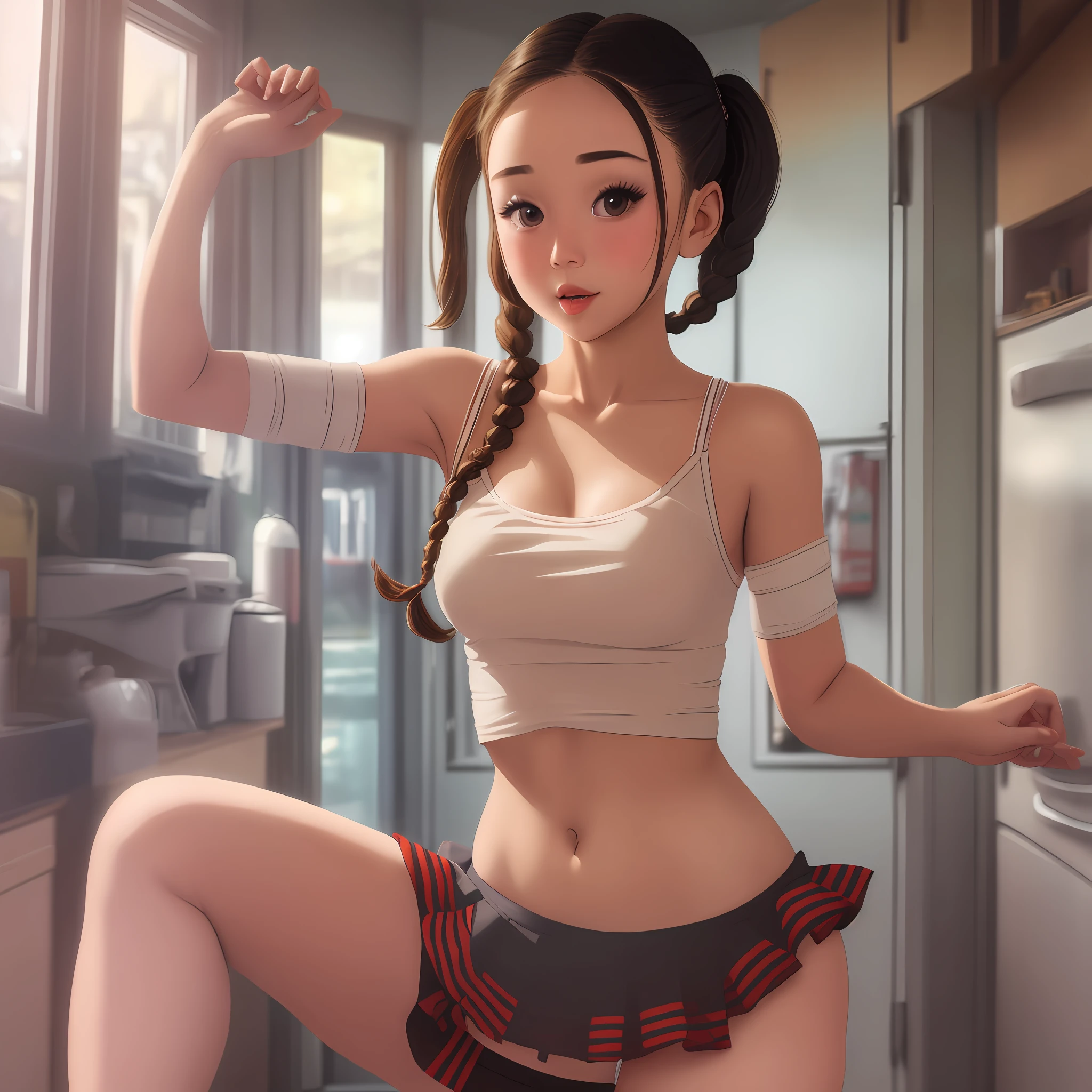 Hot sexy girl wearing sexy mini skirts sexy tops ( Pigtail braids hair style)