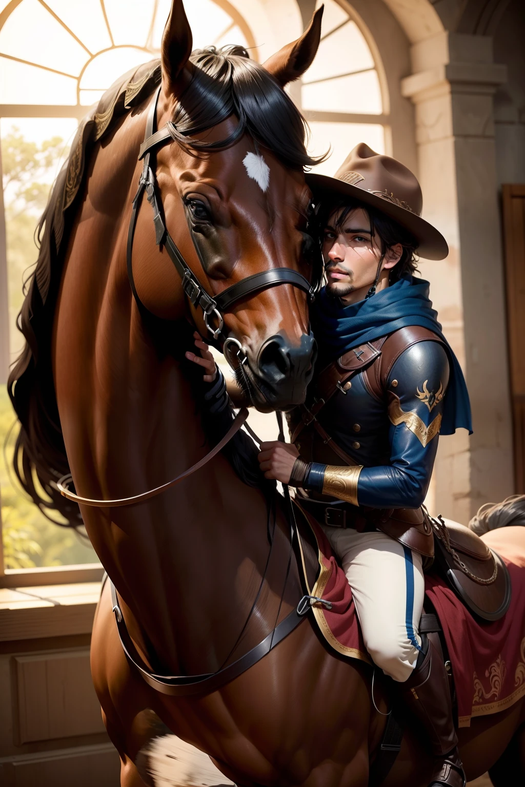 cavaleiro encantado com seu cavalo invesivel