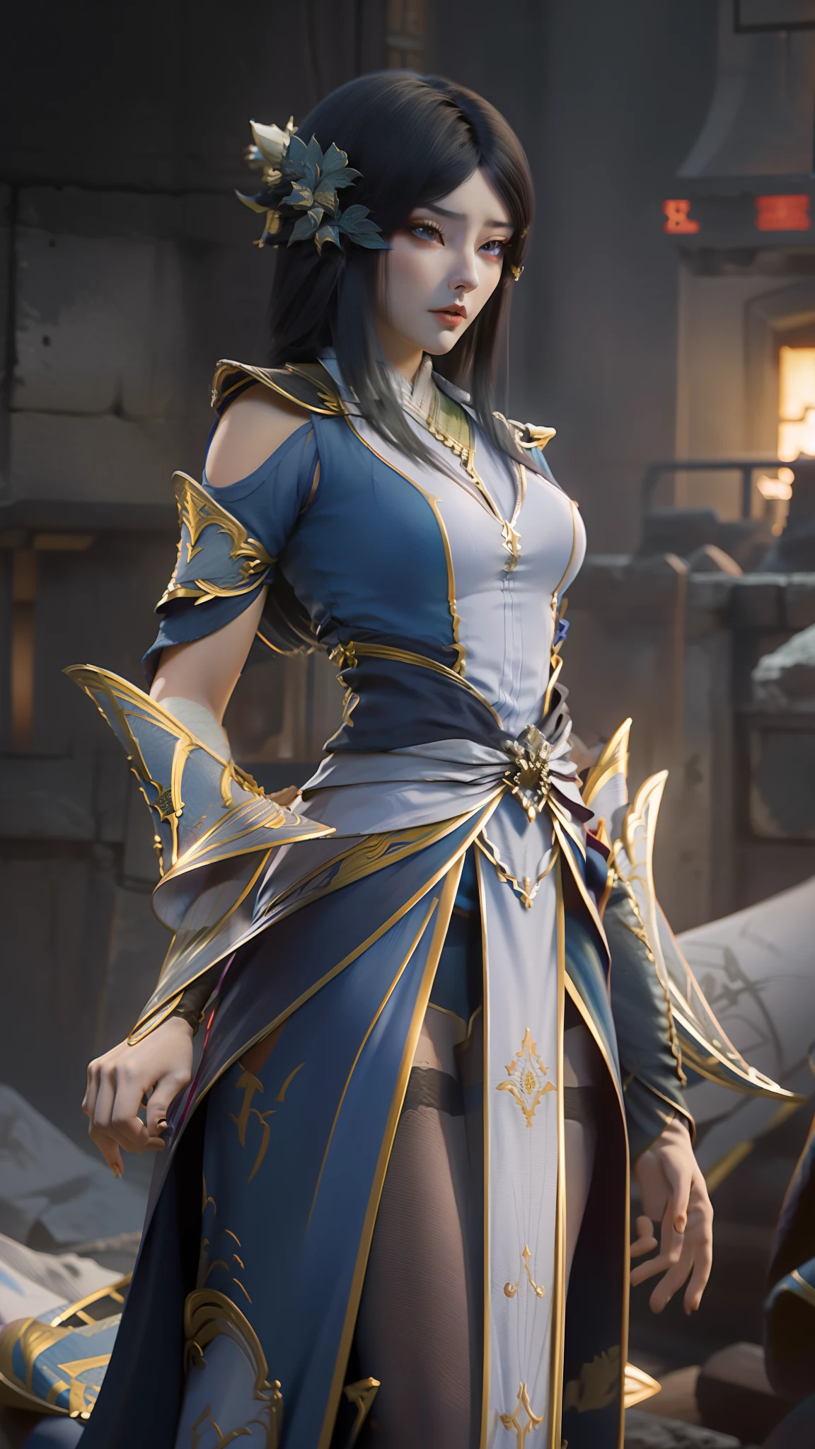 Dressed in costume, Alafi knelt on a blanket, concept-art：Hero, Trend of CGsociety, Fantasy art, Guviz-style artwork, Guviz, Smooth anime CG art, Keqing from Genshin Impact, Ruan Jia and Artgerm, full-body xianxia, flowing magical robe