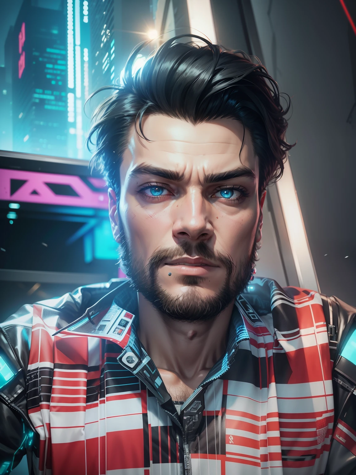 Change background cyberpunk handsome,realistic face,8k,ultra realistic