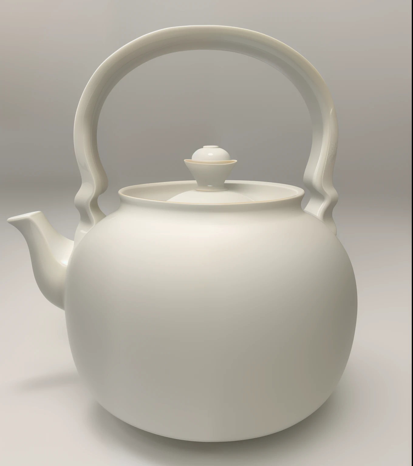 A teapot is placed on a wooden table,The teapot is white porcelain,The background is a Japanese-style living room