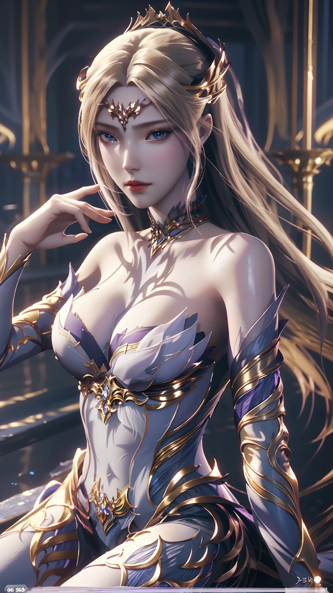 The Arad woman in the dress sits at the table, closeup fantasy with water magic, 2. 5 D CGI anime fantasy artwork, Anime fantasy illustration, Detailed digital anime art, beautiful fantasy anime, Smooth anime CG art, Anime fantasy artwork, 8K high quality detailed art, Realistic anime 3 D style, ultra detailed water, beautiful and seductive anime woman