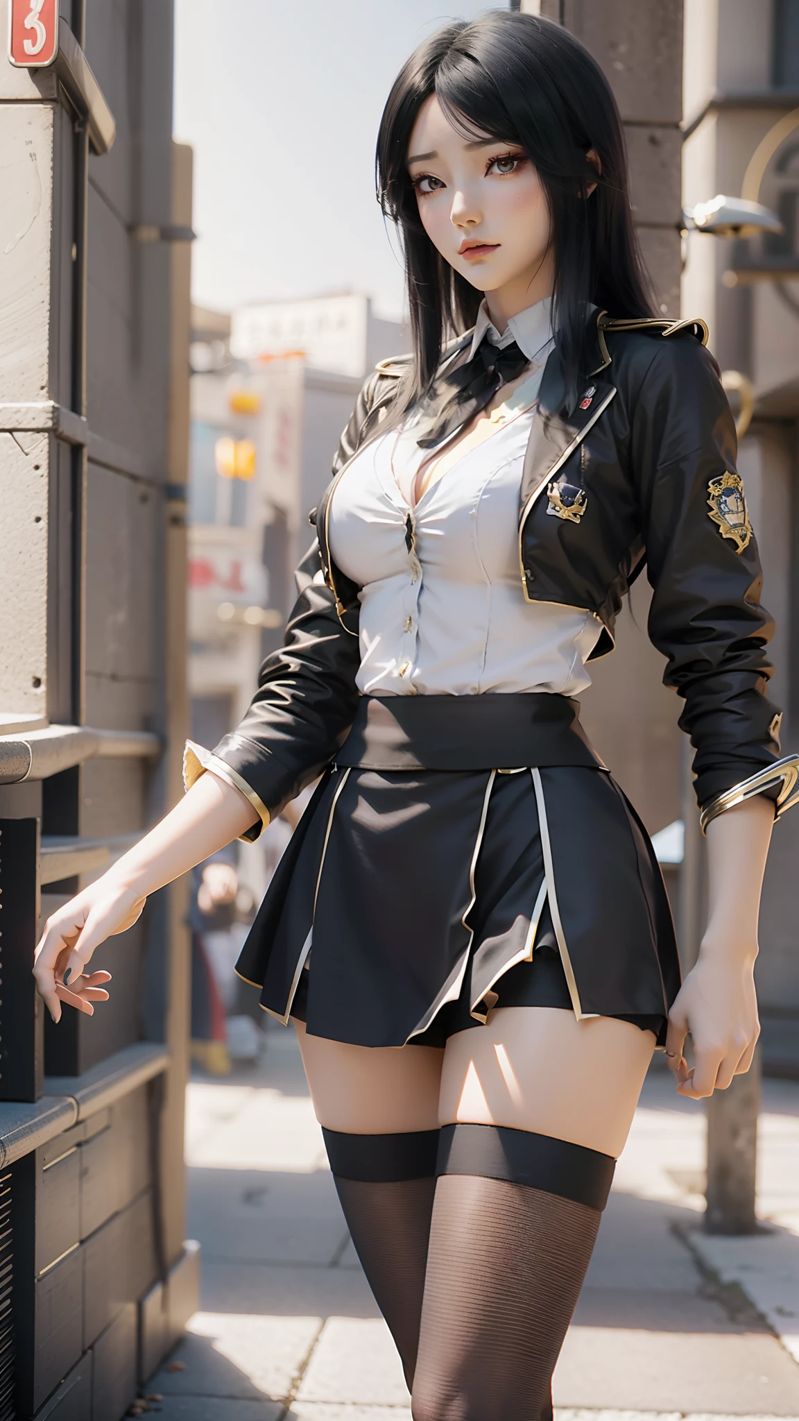 anime - style image of a woman in a short skirt and shirt, seductive anime girls, Smooth anime CG art, Surrealism female students, Surrealism female students, thighhighs and skirt, photorealistic anime girl rendering, beautiful and seductive anime woman, Realistic schoolgirl, Realistic anime 3 D style, 3 d anime realistic, Beautiful Anime High School Girls