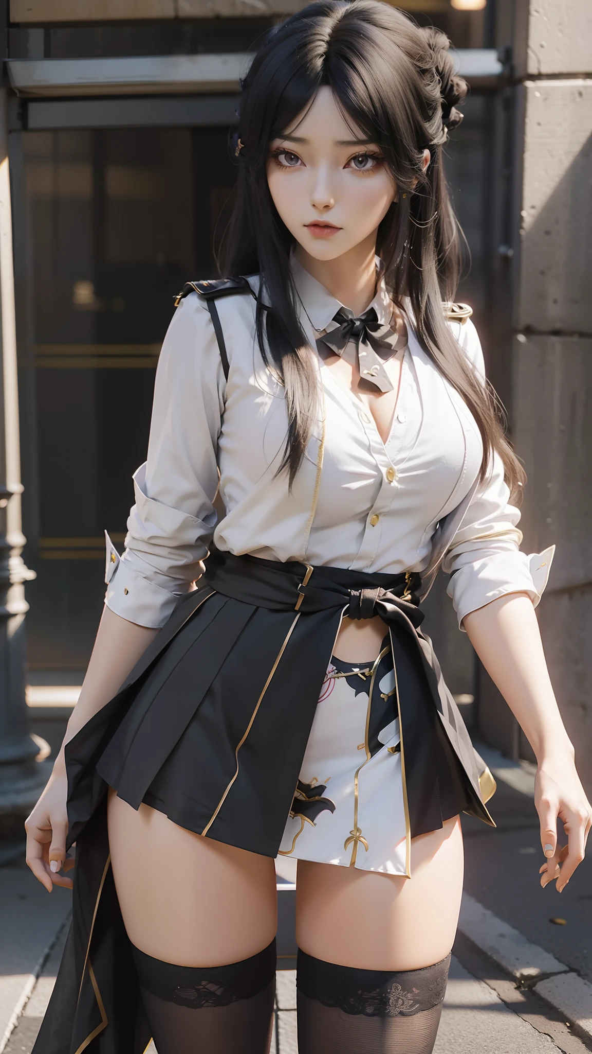 anime - style image of a woman in a short skirt and shirt, seductive anime girls, Smooth anime CG art, Surrealism female students, Surrealism female students, thighhighs and skirt, photorealistic anime girl rendering, beautiful and seductive anime woman, Realistic schoolgirl, Realistic anime 3 D style, 3 d anime realistic, Beautiful Anime High School Girls