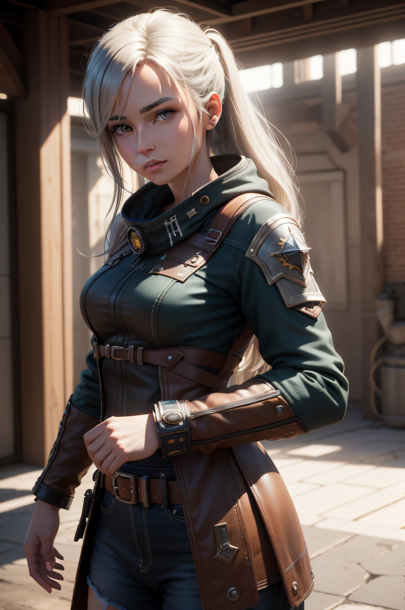 (Best quality)), ((masterpiece)), (detailed:1.4), 3D, an image of a beautiful westernrpunk female,HDR (High Dynamic Range),Ray Tracing,NVIDIA RTX,Super-Resolution,Unreal 5,Subsurface scattering,PBR Texturing,Post-processing,Anisotropic Filtering,Depth-of-field,Maximum clarity and sharpness,Multi-layered textures,Albedo and Specular maps,Surface shading,Accurate simulation of light-material interaction,Perfect