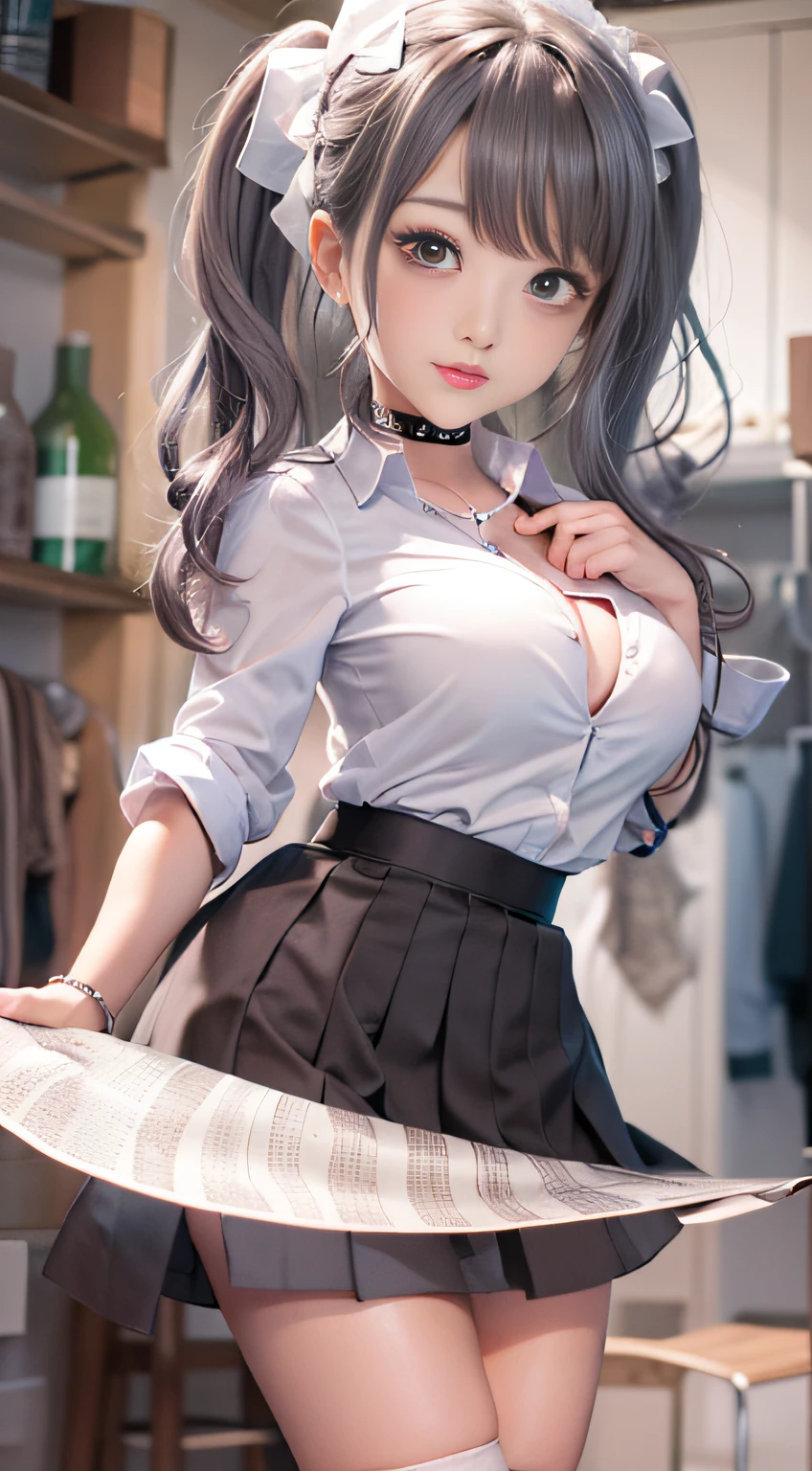 ((Masterpiece)),((Best quality)),Ultra-detailed,illustratio,Explicit,Beautiful body,Beautiful nose,Beautiful character design,Perfect eyes,Perfect face,the wallpaper,超高分辨率,4K,Photography,(Beautiful,Large breasts:1.5),(Beautiful face:1.2),Beautiful legs,Perfect legs,NSFW,full bodyesbian,Shiny skin,Turin Sukumi, 1girll, underwear, Panties, Breasts, Skirt, Red panties, Solo, Green eyes, shirt, Braid, Long hair, Purple hair, White shirt, Clothes lift, Skirt lift, Black skirt, Blush, Single braid, lifted by self, Collared shirt, braidedponytail, bangs, cleavage, Long sleeves, Closed mouth, view the viewer, Thighs, Miniskirt, Dress shirt, standing, side locks, Cowboy shot, Indoors, scowling, From below, pencil skirts, Carmelto, pantyshot