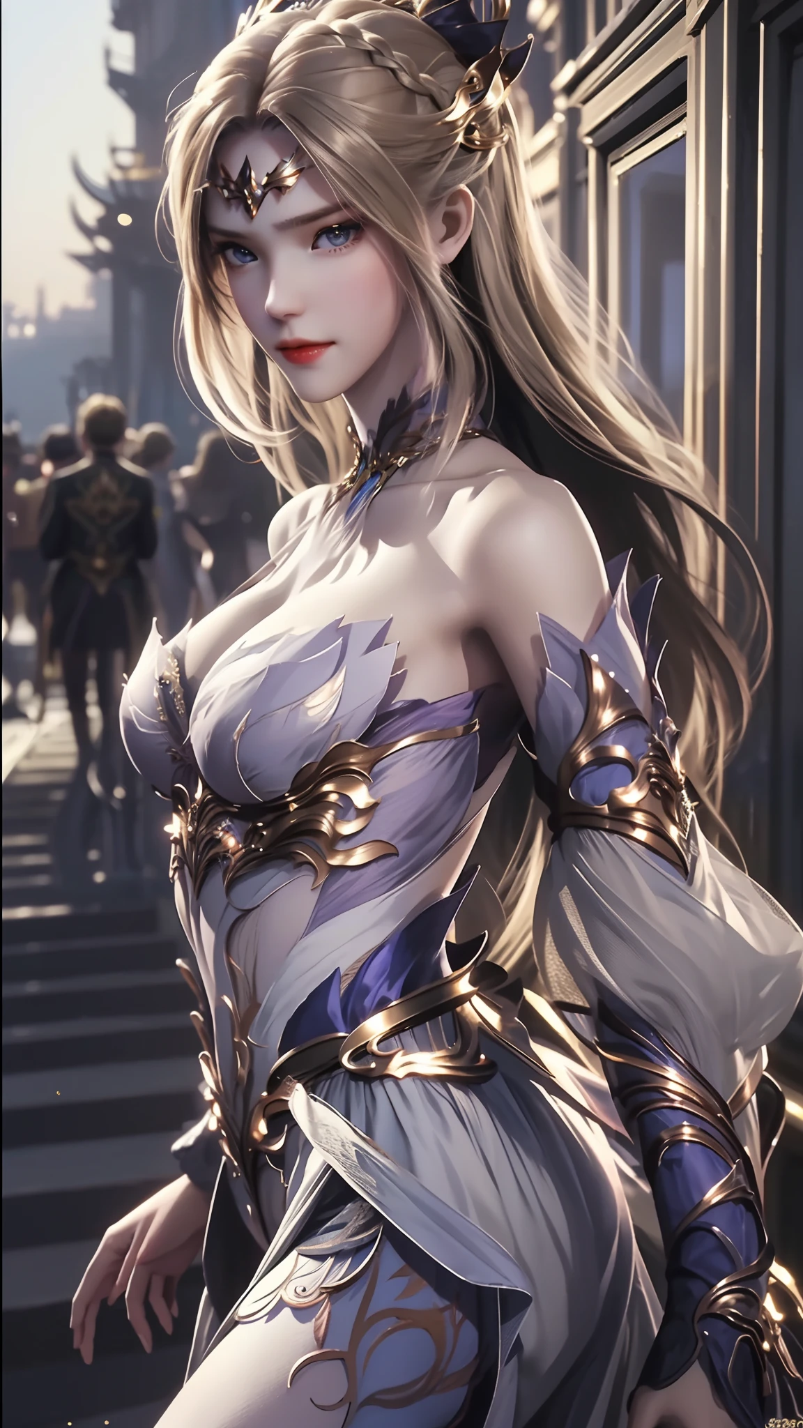 ((Best Picture Quality, 8k, tmasterpiece:1.3)), 1girl, Beautiful woman with slender abs:1.3, (Casual hairstyle), Princess dress:1.1, Ultra-fine face, A detailed eye, 二重まぶた，ssmile，Home