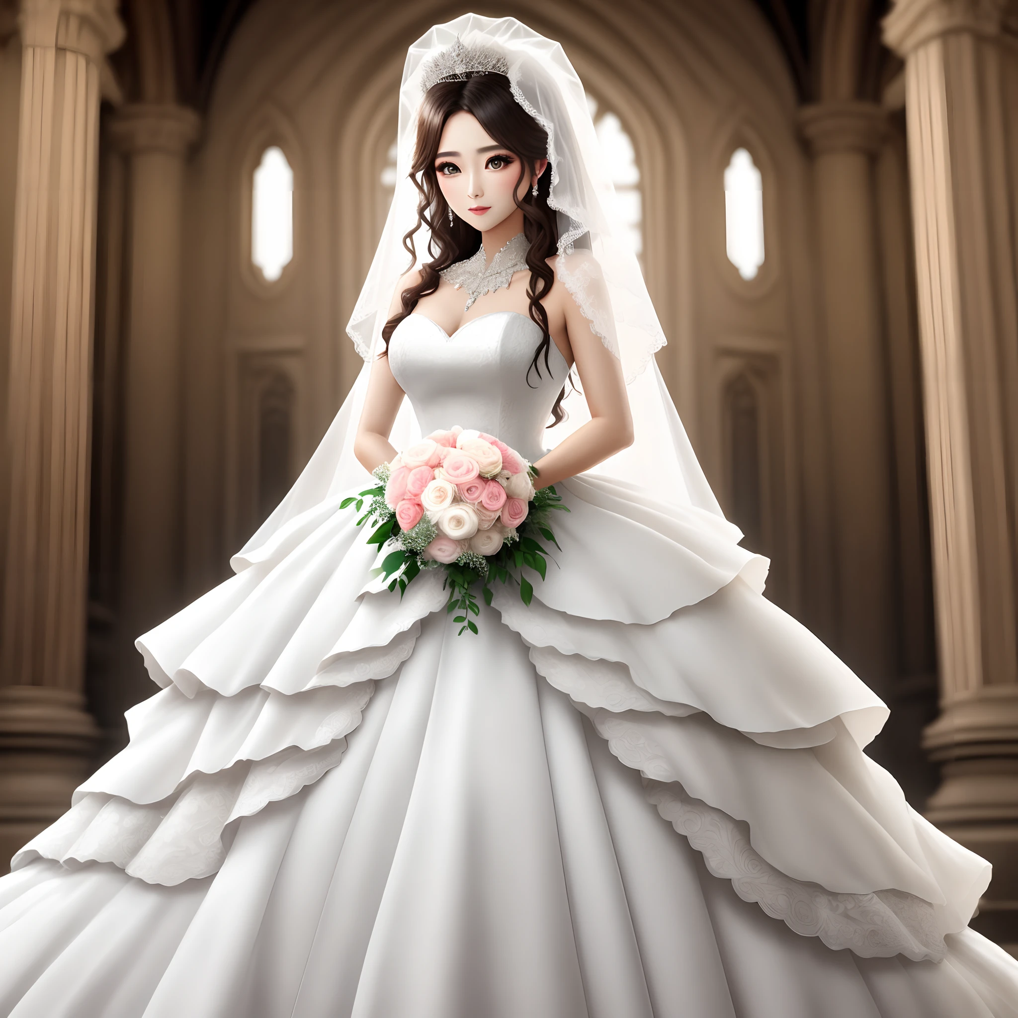 Temperament beauty wedding dress color picture
