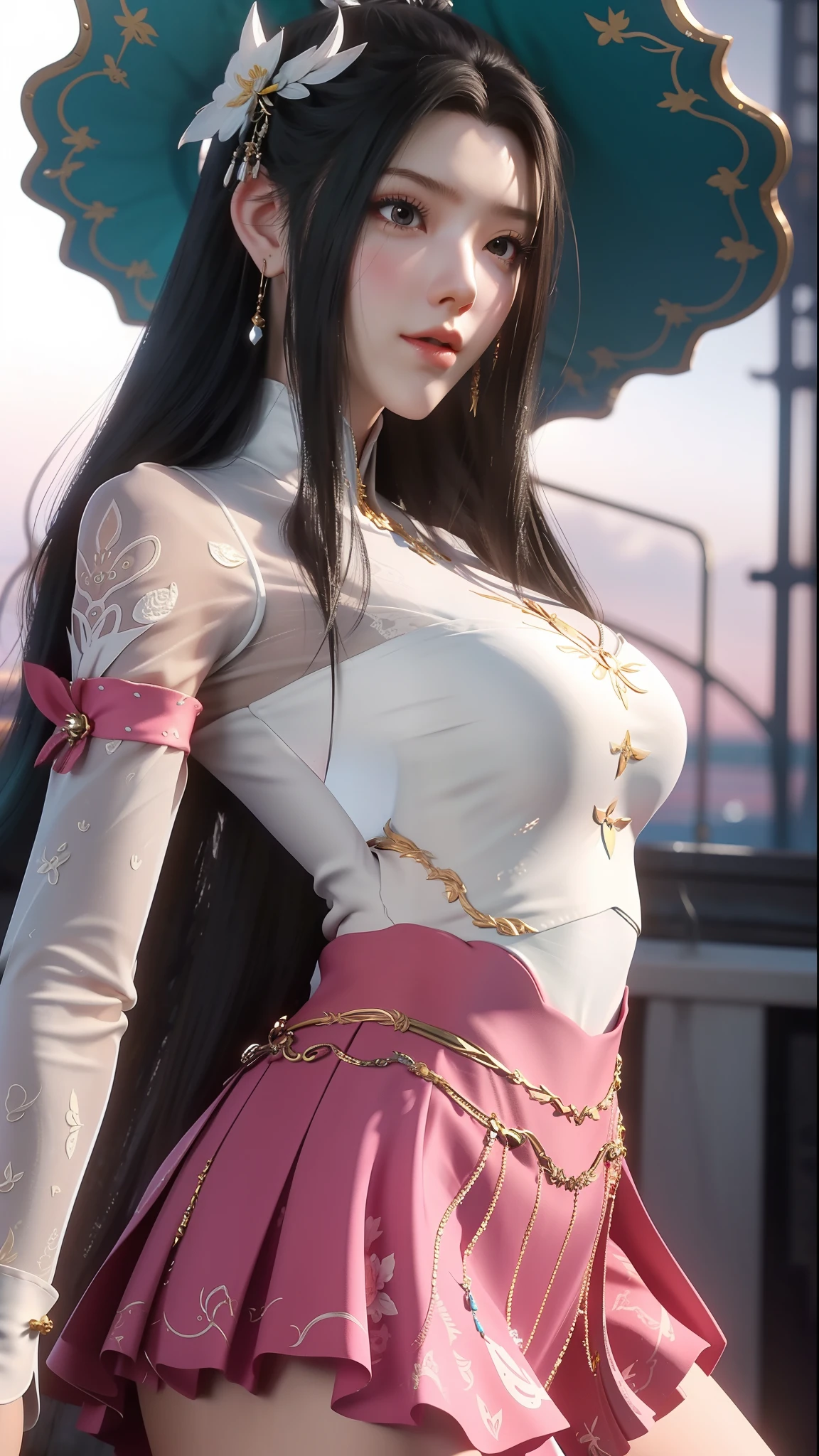 Close-up of a woman in a short skirt standing on a boat, Extremely detailed Artgerm, Range Murata and Artgerm, Style Artgerm, art-style, trending artgerm, beautiful and seductive anime woman, IG model | Art germ, Artistic germ style, 《overwatch》Anna, like artgerm