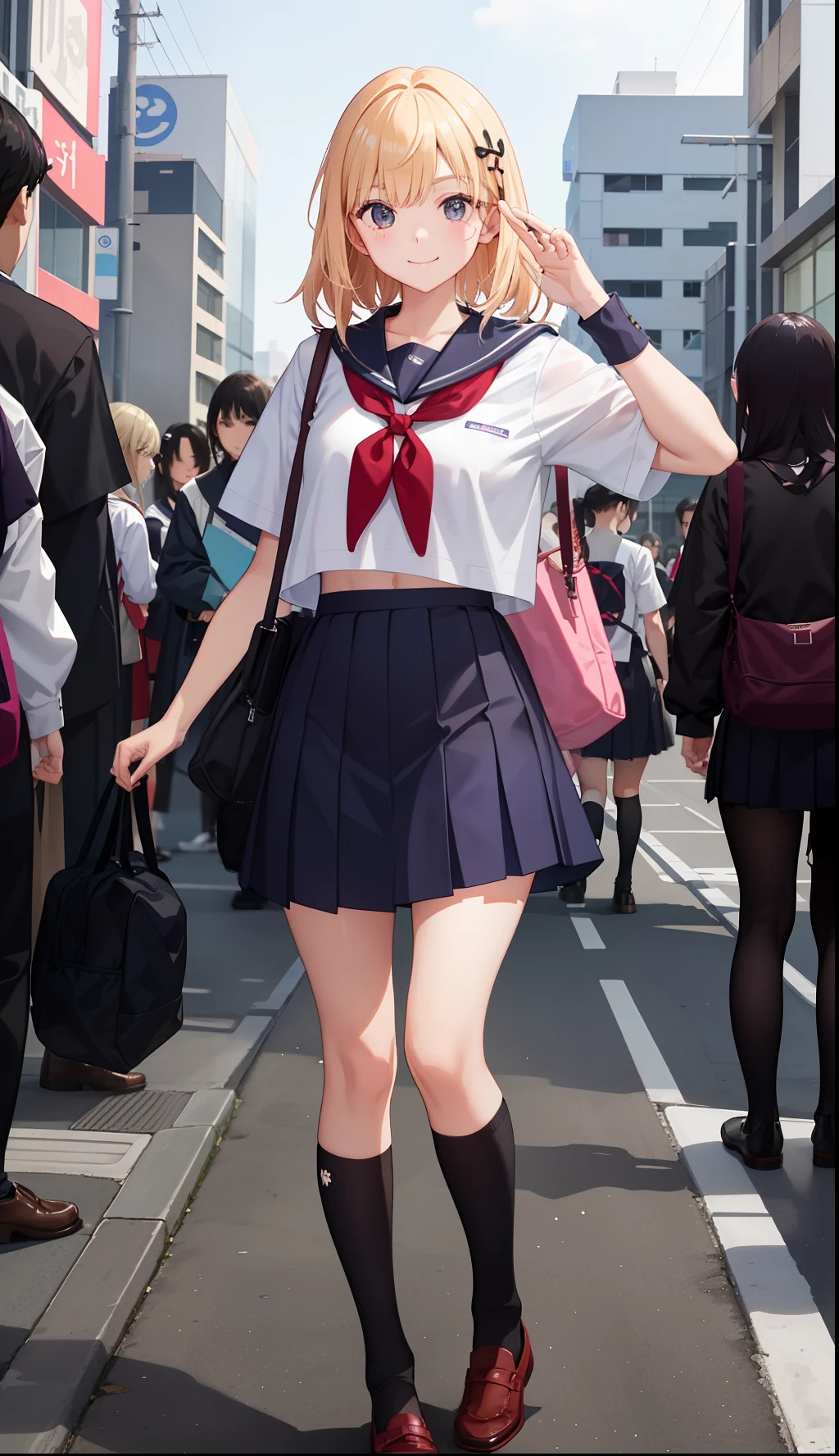 Best image quality, Japanese Classroom, Crowd, A lot of strangers, White underwear, Show your ass, Embarrassed face, solo, woman, Black Hair, Bob Hair