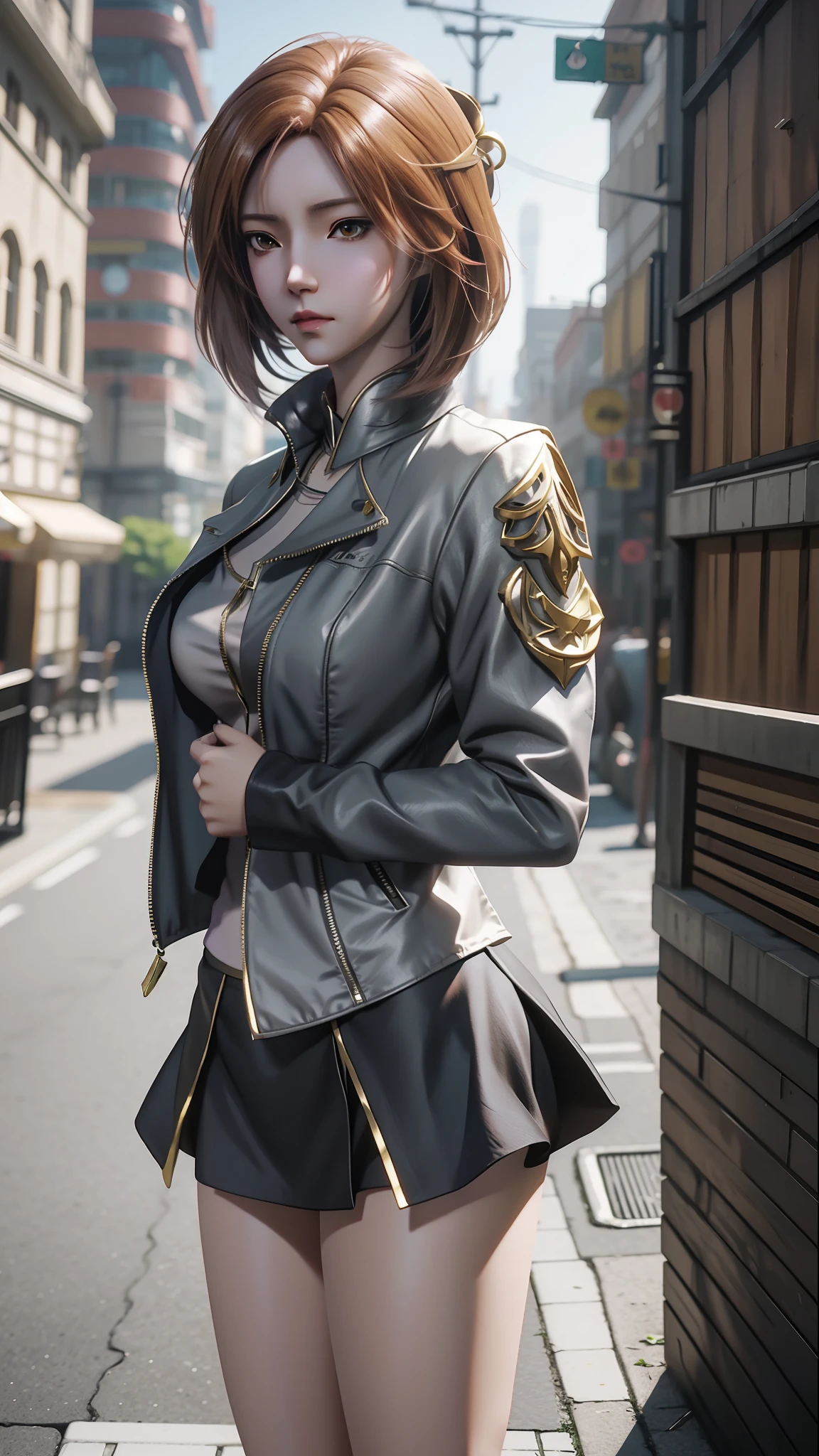 anime - style image of a woman in a short skirt and jacket, Smooth anime CG art, made with anime painter studio, Realistic anime 3 D style, photorealistic anime girl rendering, drawn in anime painter studio, Photorealistic anime, anime styled 3d, 3 d anime realistic, maya fey from ace attorney, Makoto Shinkai. High detail, anime realism style