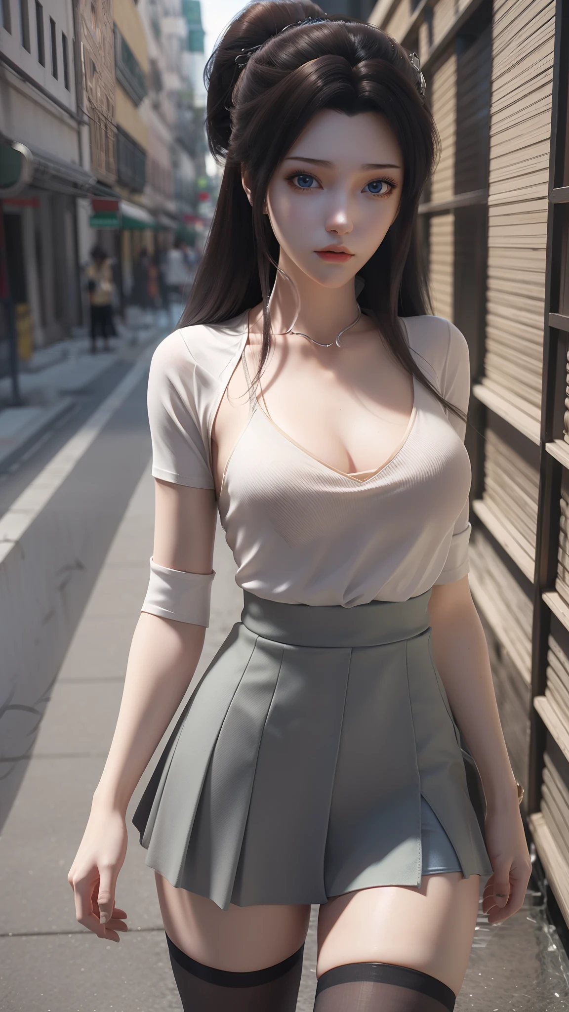 anime - style image of a woman in a short skirt and shirt, seductive anime girls, Smooth anime CG art, Surrealism female students, Surrealism female students, thighhighs and skirt, photorealistic anime girl rendering, beautiful and seductive anime woman, Realistic schoolgirl, Realistic anime 3 D style, 3 d anime realistic, Beautiful Anime High School Girls