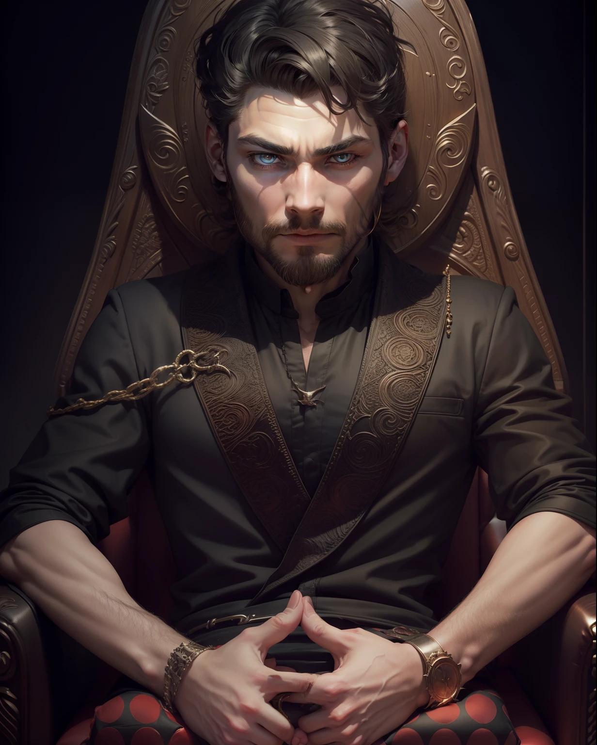 Change background, Lucifer sitting on his throne, ultra Original face,