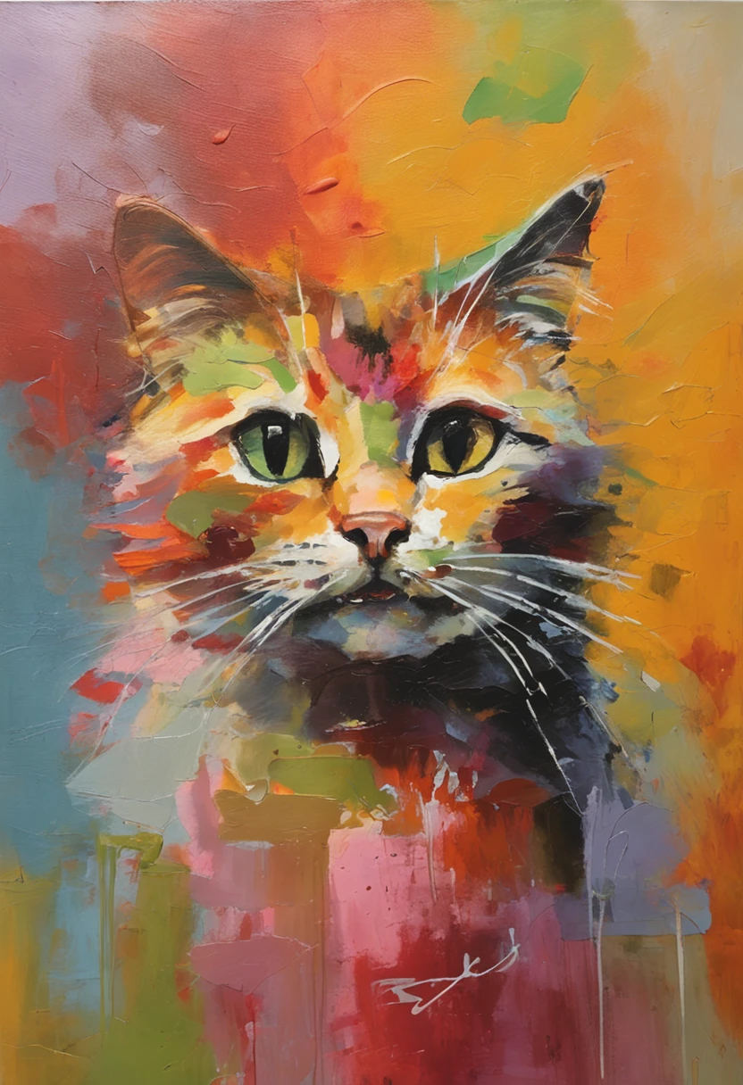 the cat is sitting and smiling