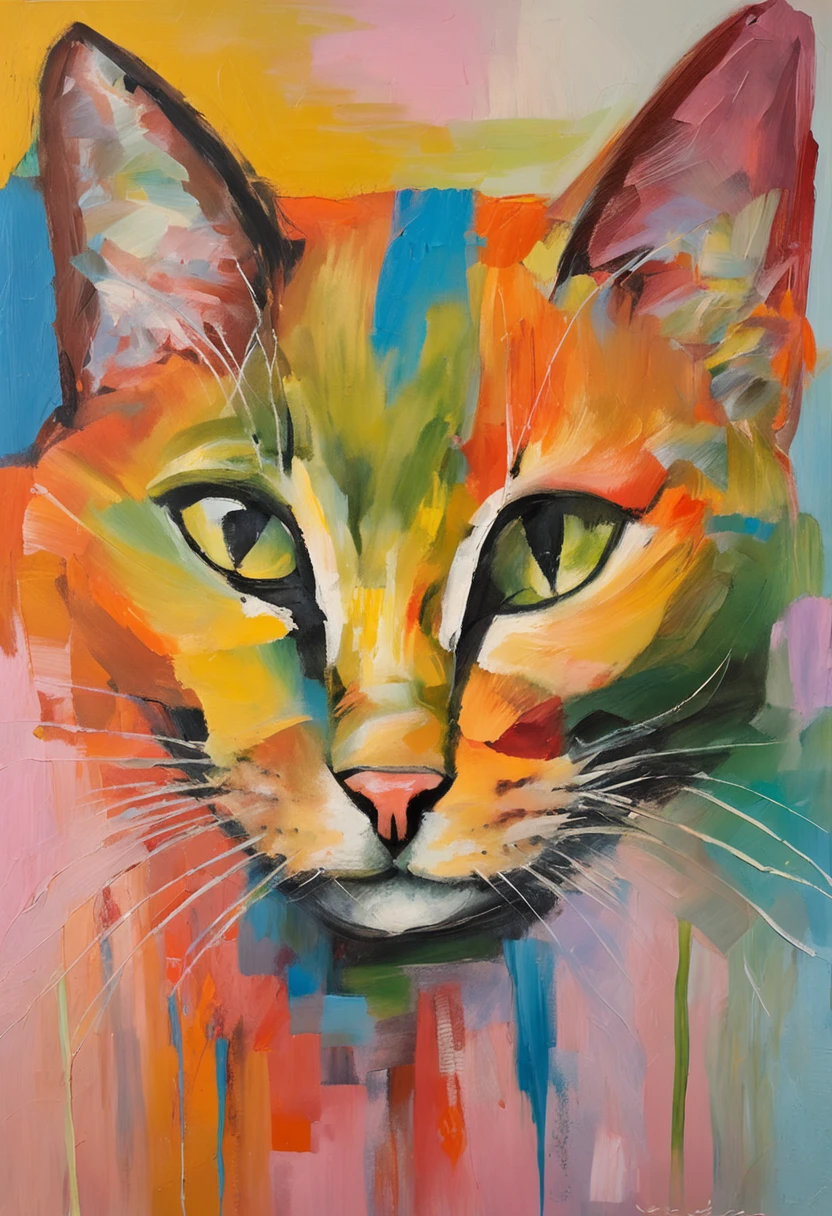 the cat is sitting and smiling