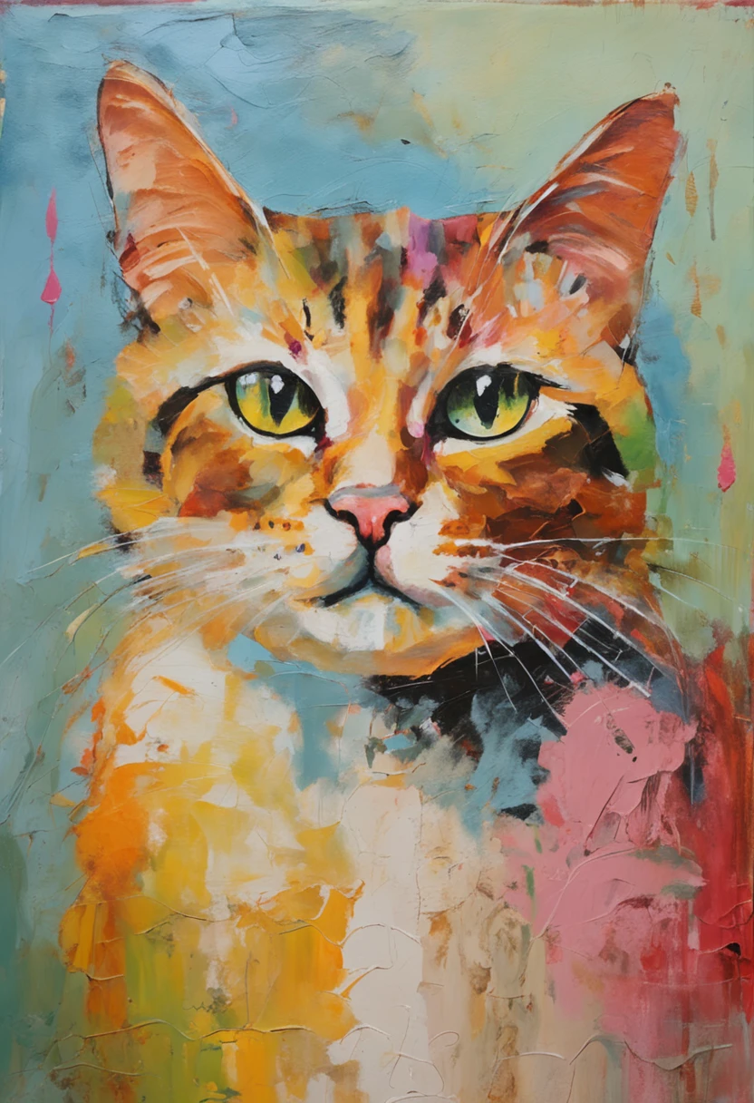 the cat is sitting and smiling