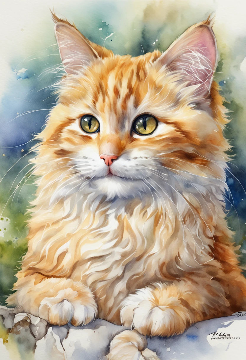 Artistic hightly detailed, portrait of an adorable cute fluffy cat in a cheese, wearing a smug smile, Miki Asai Macro photography, close-up, hyper detailed, trending on artstation, sharp focus, studio photo, intricate details, highly detailed, by greg rutkowski,watercolor