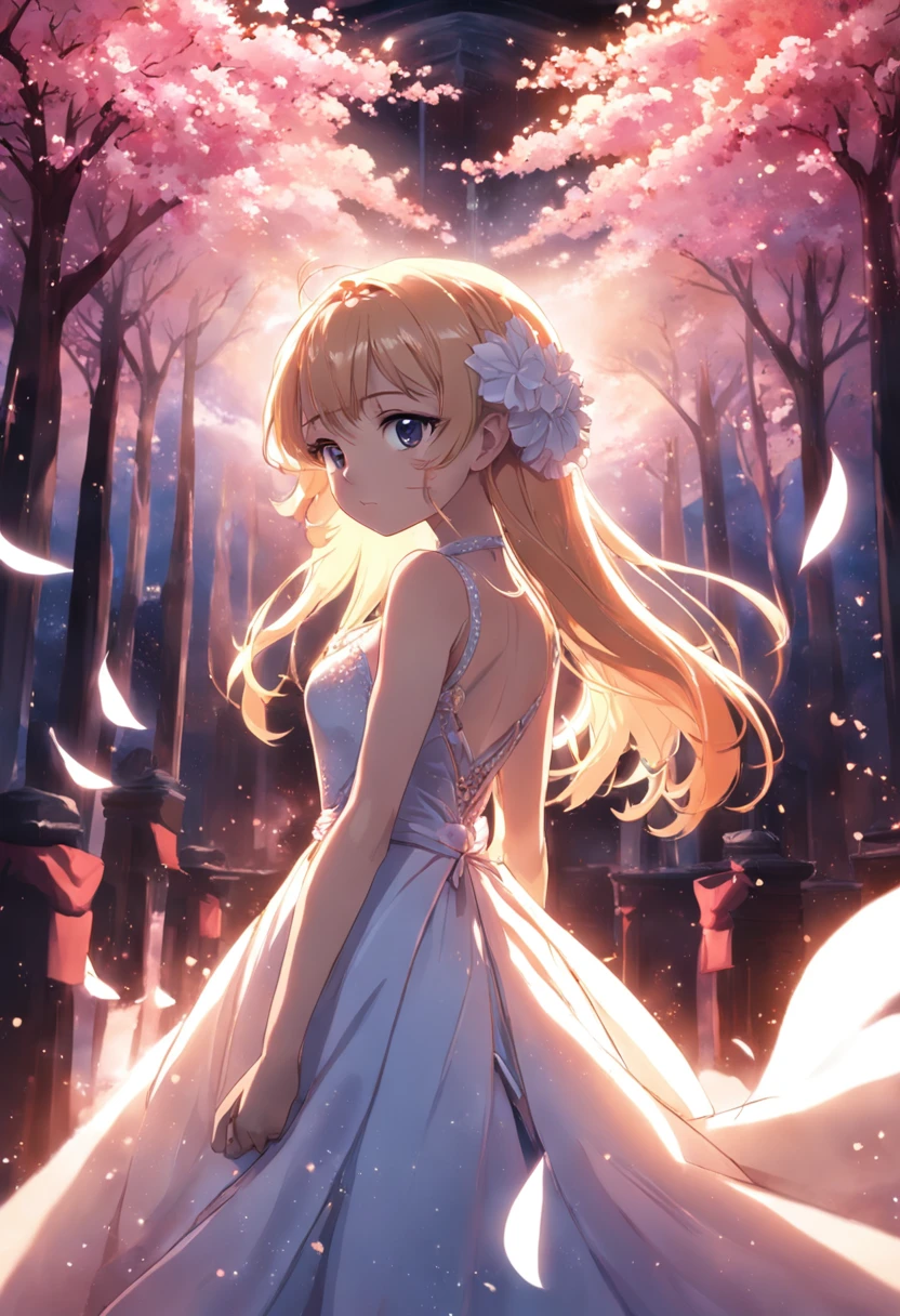 （best qualtiy））， （（tmasterpiece）） wedding princess dress， ray of lights， lens flare glow， White petals， Long coated cat， exotic