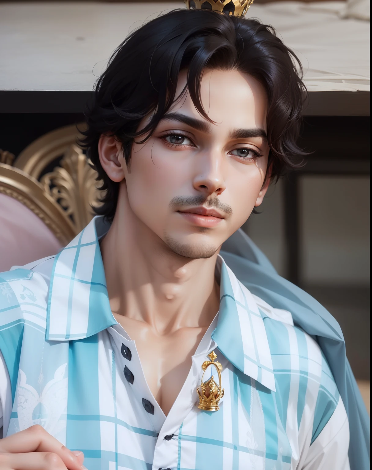 Convert the above picture as prince with crown and royalty