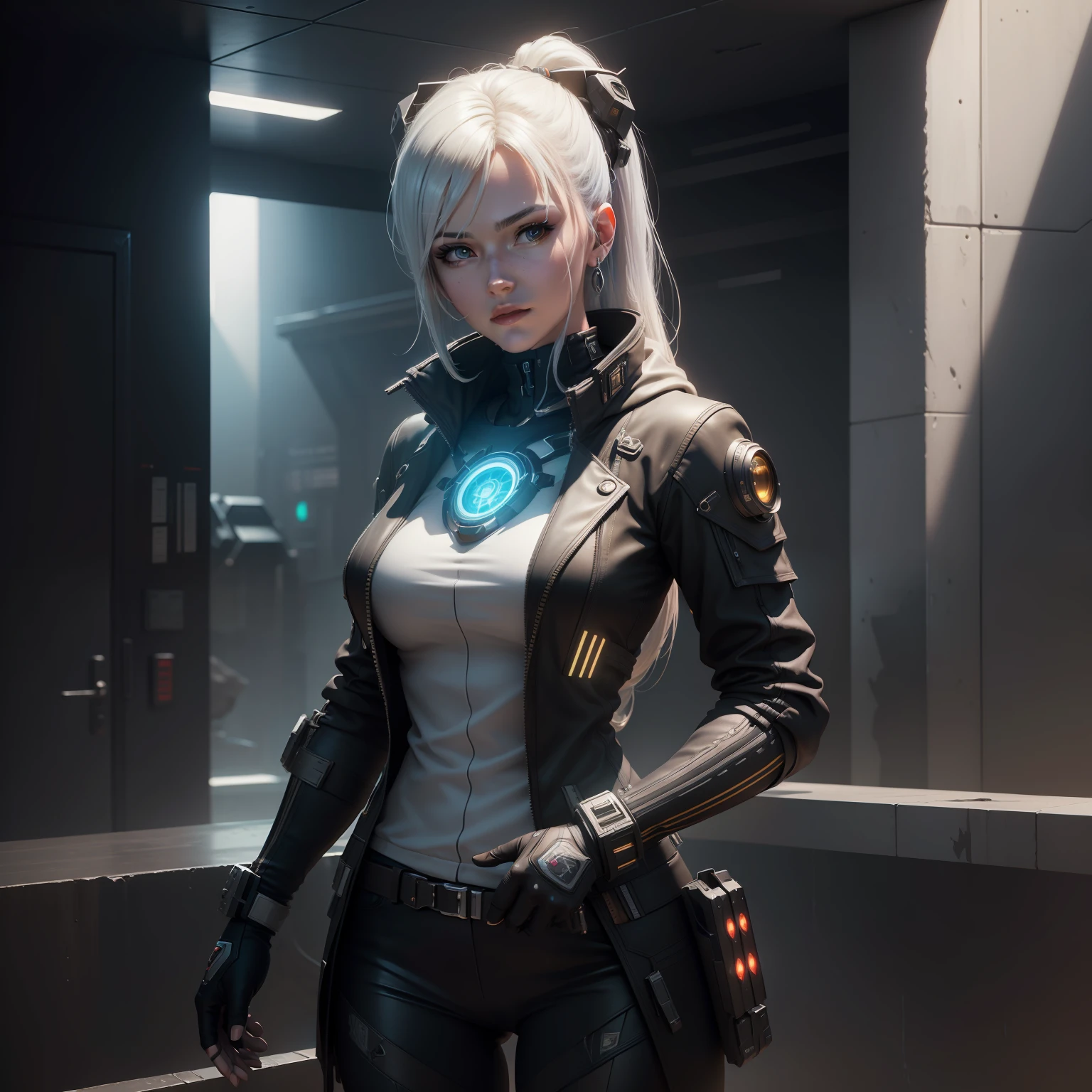 ((Best quality)), ((masterpiece)), (detailed:1.4), 3D, an image of a beautiful cyberpunk female,HDR (High Dynamic Range),Ray Tracing,NVIDIA RTX,Super-Resolution,Unreal 5,Subsurface scattering,PBR Texturing,Post-processing,Anisotropic Filtering,Depth-of-field,Maximum clarity and sharpness,Multi-layered textures,Albedo and Specular maps,Surface shading,Accurate simulation of light-material interaction,Perfect proportions,Octane Render,Two-tone lighting,Wide aperture,Low ISO,White balance,Rule of thirds,8K RAW,