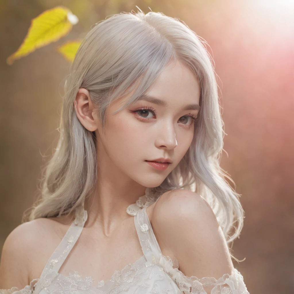 (best quality), oriental detailed background,, ((masterpiece)), (((best quality))), ((ultra-detailed)), ((disheveled hair)), (1 girl), (solo), (beautiful white young beauty girl), korean idol, (whole body), dynamic angle, beautiful detailed eyes, hairs between eyes, (small head), (cannon EOS 5D MARK III, 50mm Sigma f/1.4 ZEISS lens, F1.4, 1/800s, ISO 100:1), nsfw, masterpiece, best quality, asymmetrical bangs, hair behind ear, hair over one eyebrow, delicate facial features,1girl, white hair, red bridge hair, eromanga, Urban_Fantasy, alchemist,, ((cinematic light)), ultra detailed, best quality, absurdres, high resolution, (extremely detailed 8k wallpaper), ((an delicate and beautiful)), pixiv, hyper detailed, best anatomy, illustration, no human, (((masterpiece))), ((highres)), ((high quality)), (intricate details), (fantasy), detailed forest, (colorful various leaves), ((rainbow)), (liquid), best shadow, sunlight, hollow, colorful, pink petals, gold leaves, (blue leaves), lens flare, pastel color