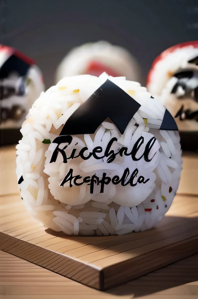 On the wooden table is a rice ball with kelp, balls of rice, rice, inspired by Kinichiro Ishikawa, inspired by Raffeaello Ossola, inspired by Ryōhei Koiso, agile, Inspired by Uchida Ari, promo art,