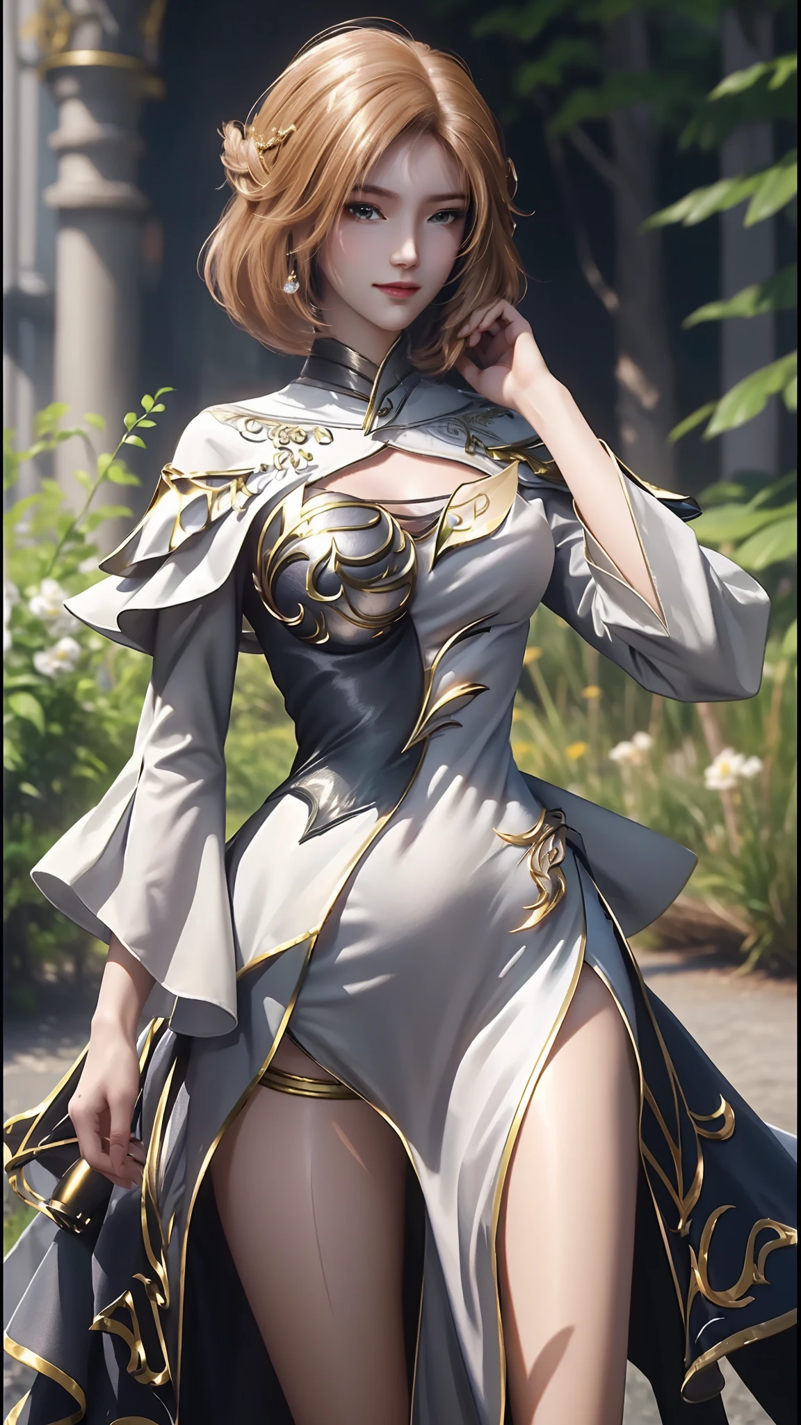 ((Best Picture Quality, 8k, tmasterpiece:1.3)), 1girl, Beautiful woman with slender abs:1.3, (Casual hairstyle), Princess dress:1.1, Ultra-fine face, A detailed eye, 二重まぶた，ssmile，Home