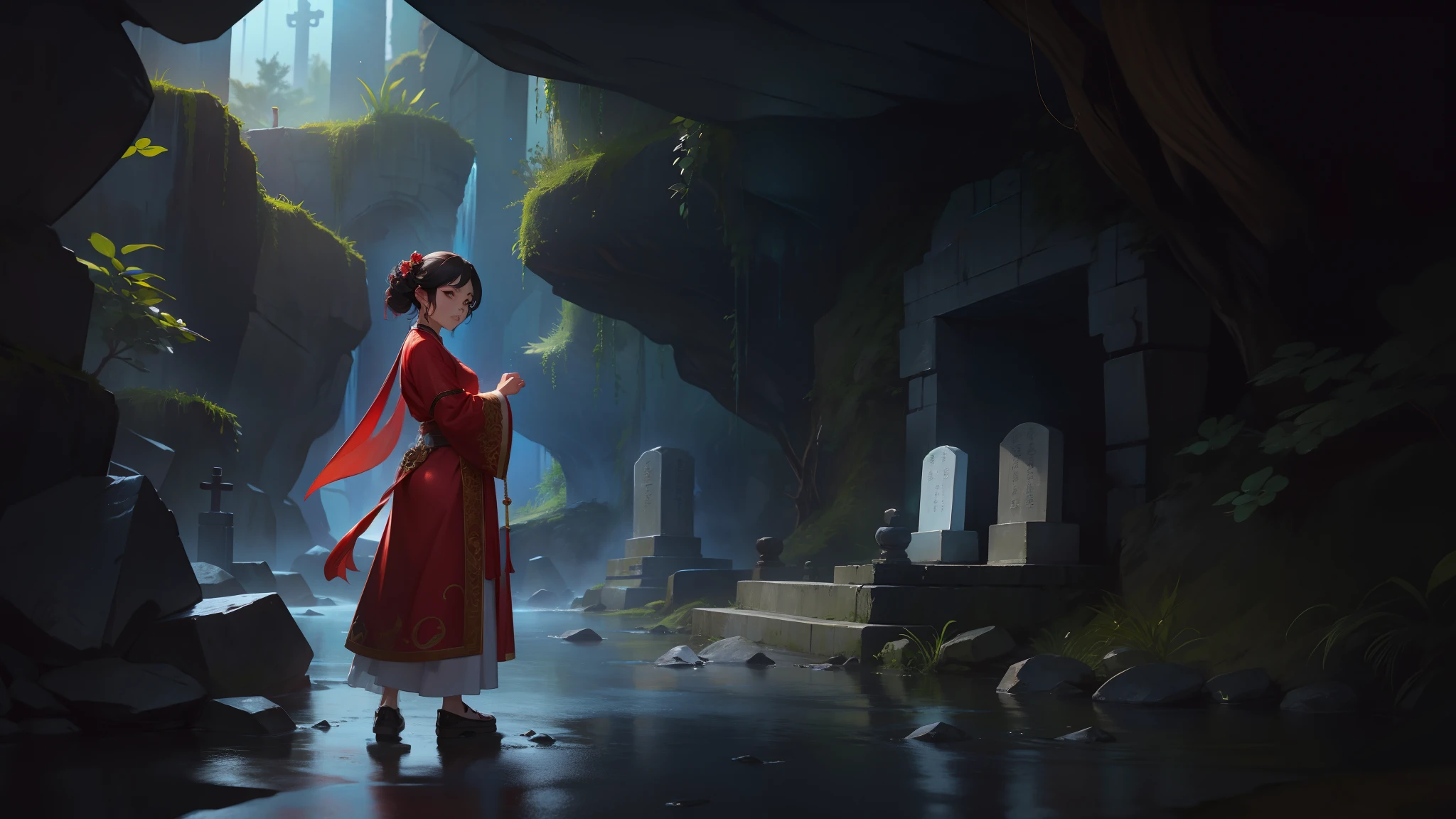 Gu Lingxue stood at the entrance of the cave,She scrambled to try to take off her wet clothes,A dazed look。It is surrounded by a scene full of graves,The spiritual temple outside the cave has disappeared,Replaced by tombstones all over the place。Gu Lingxue's expression was embarrassed and surprised,Brow frowned slightly,There was a hint of dazedness in his eyes。