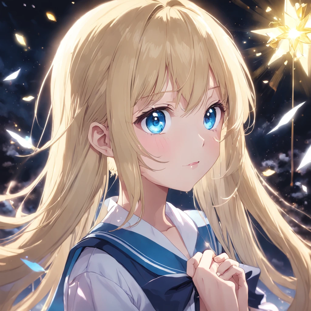 blonde blue eyes female white silk JK uniform naked