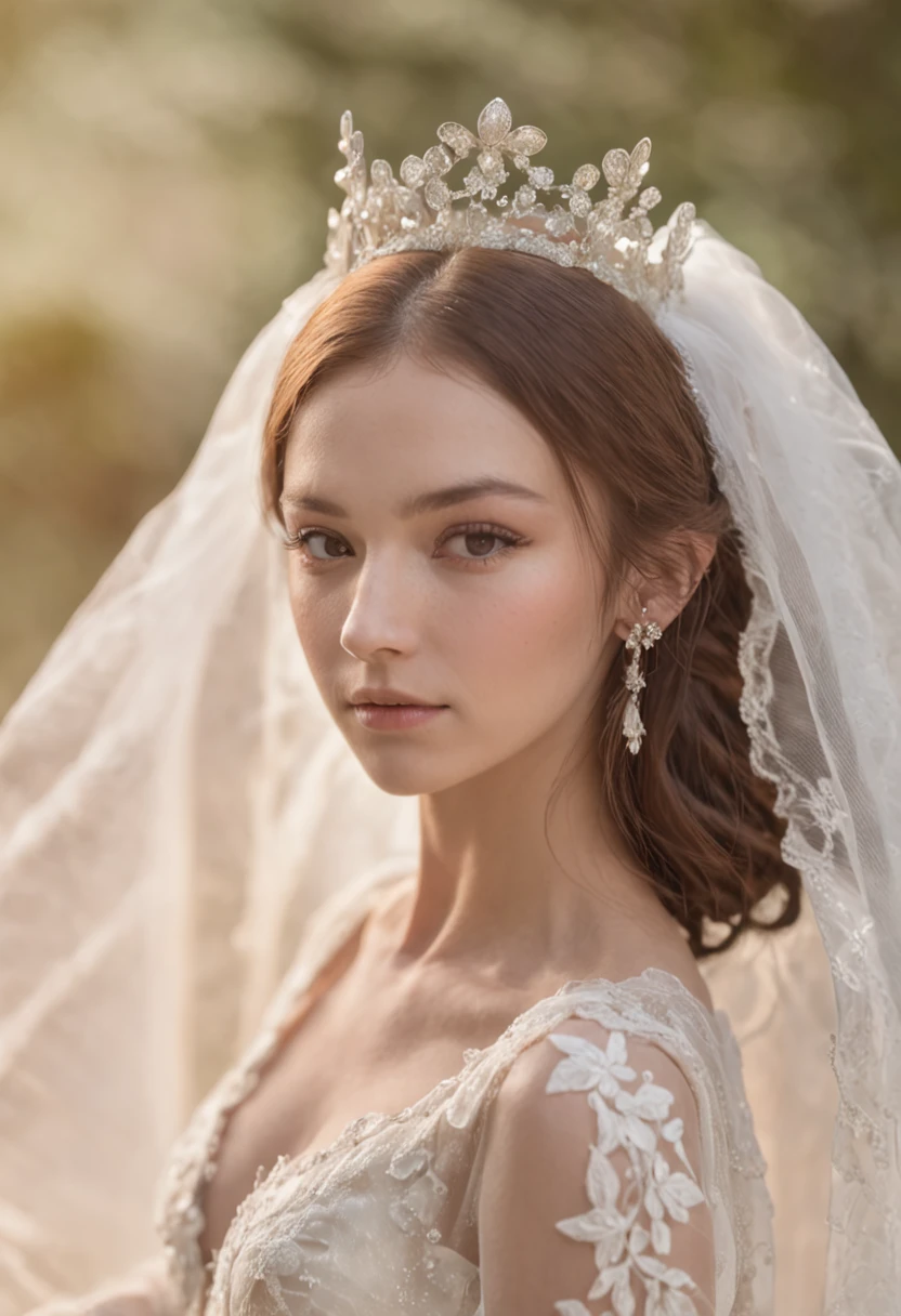 ((best qualtiy)), ((tmasterpiece)) wedding princess dress, ray of lights, lens flare glow, White petals, Delicate face