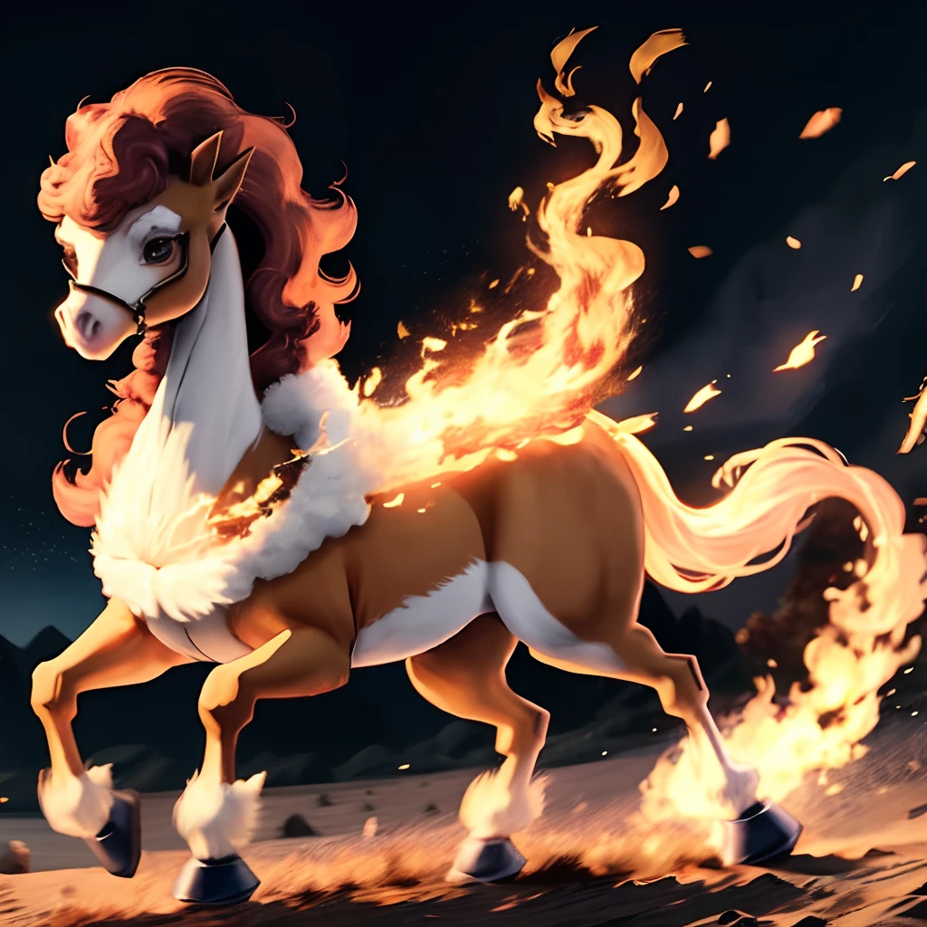 A deer centaur chimera woman, deer with eyes on fire, woman with fluffy white fur face skin, very fluffy white fur body