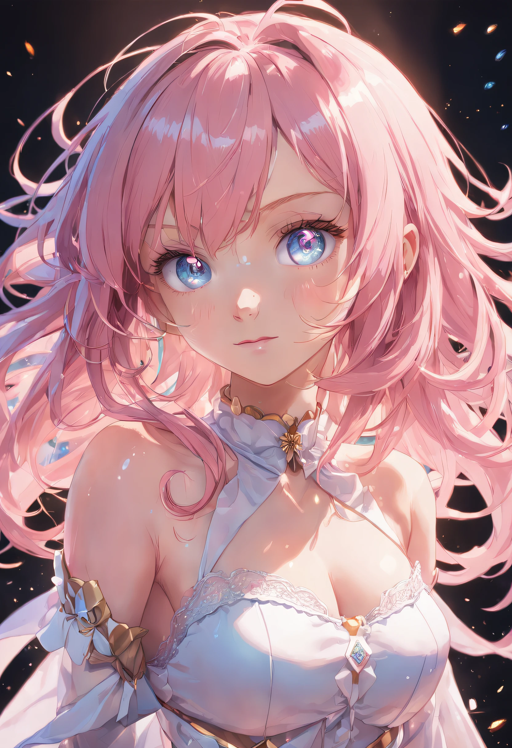 top-quality、tmasterpiece、Very high resolution、super high image quality、High-quality pixels)、perfect eyes, perfect face, perfect body figure,solo,8K, sizable breast,(Detailed description of hair), (Detailed description of face),(Detailed description of body), fair and clear skin, matchless beauty, long legged, light pink hair details expressed, The details have been upgraded, pink hair, twin ponytails, light blue eyes, official costume, girlfriend ssmile, march 7th(Honkai Star Rail), neat clothes