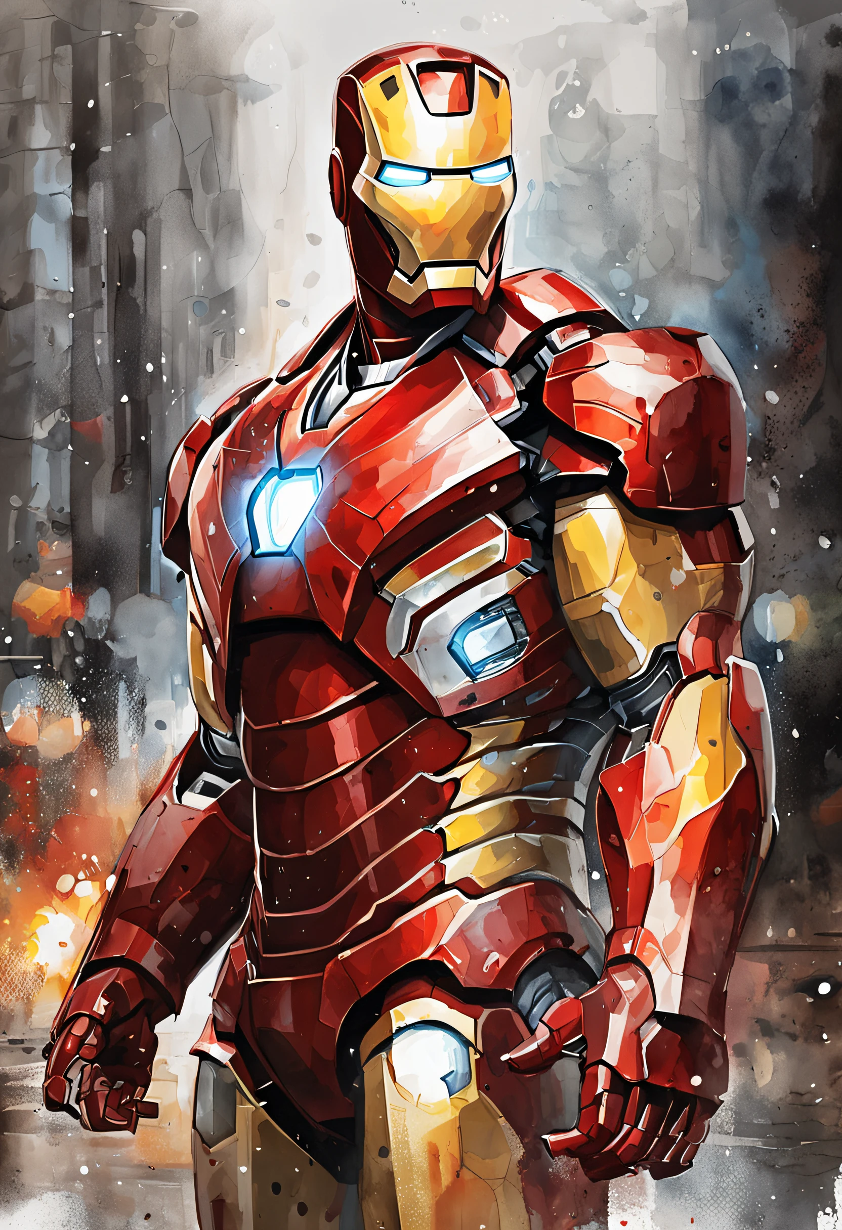 photo of Iron Man from Marvel standing outside the city 17, rainy, rtx, octane, unreal