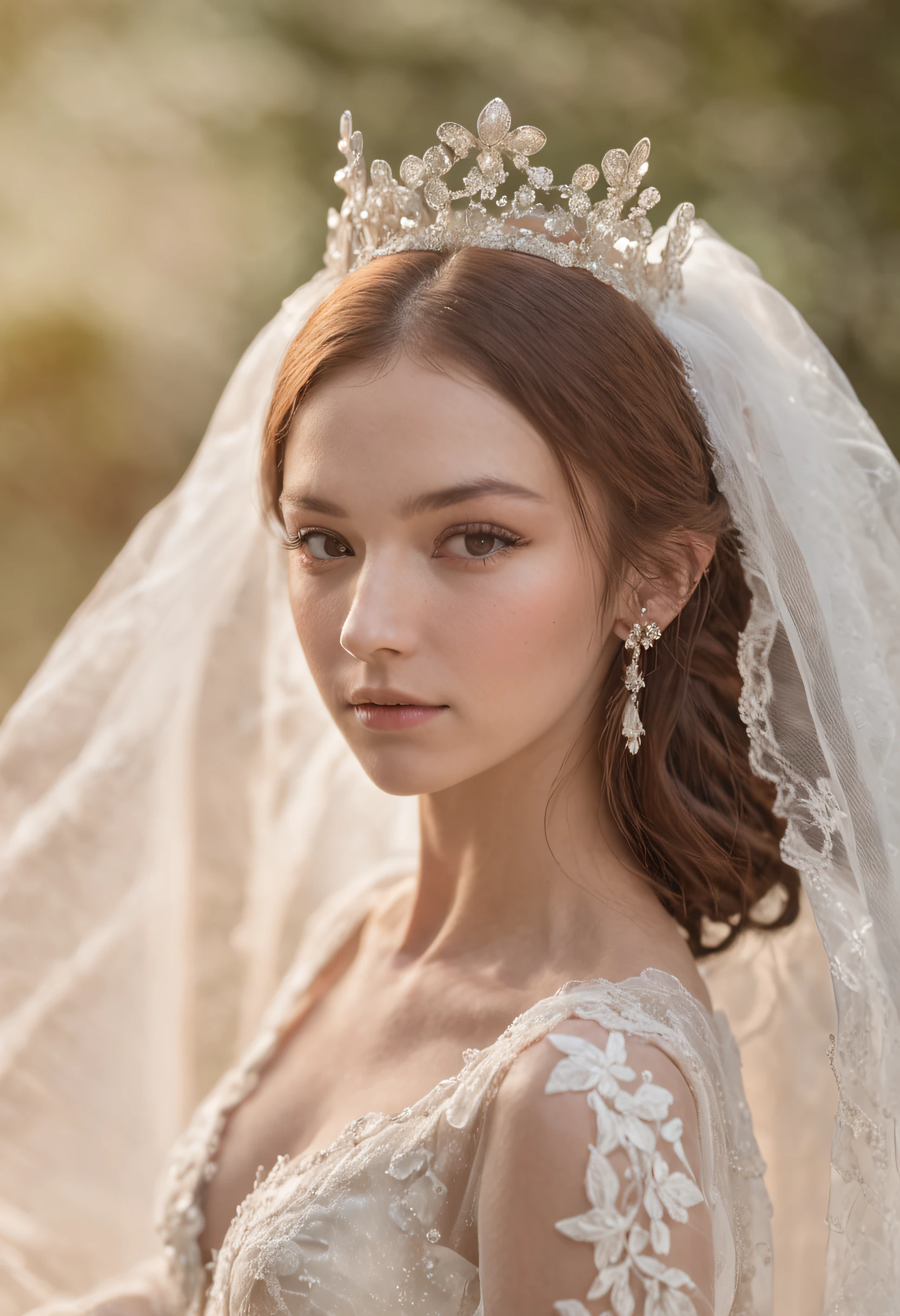 ((best qualtiy)), ((tmasterpiece)) wedding princess dress, ray of lights, lens flare glow, White petals, Delicate face