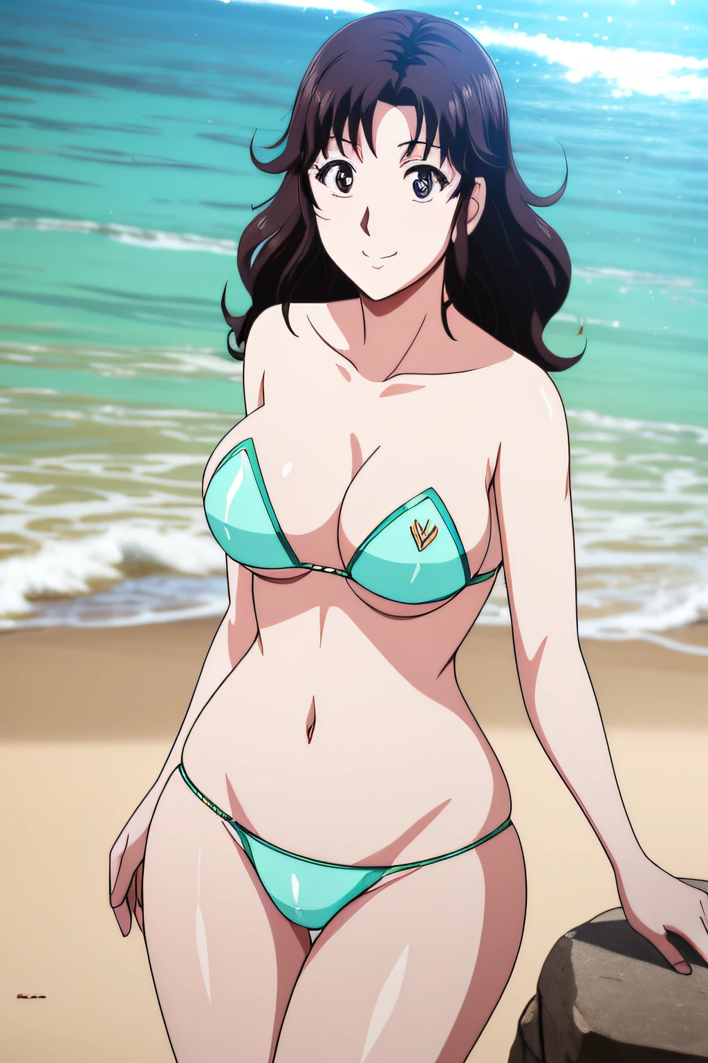ran,Best Quality,high-level image quality,A smile,red blush,slightly larger breasts,naturey,Resorts,Plants,naturey,sand beach,shores,large rocks,Curve,softfocus,Water twinkle,Glitter effect,Beautiful flare effect,Bokashi with minimum tons,splash water,light on the surface of the water,relax,Solo,red blush,鎖骨, beautiful eyes and detailed face, Cowboy Shot,airbrushed,Erect nipples,see -through,Wet clothes,White micro bikini with thin material,teats,barechested,nude,teats
