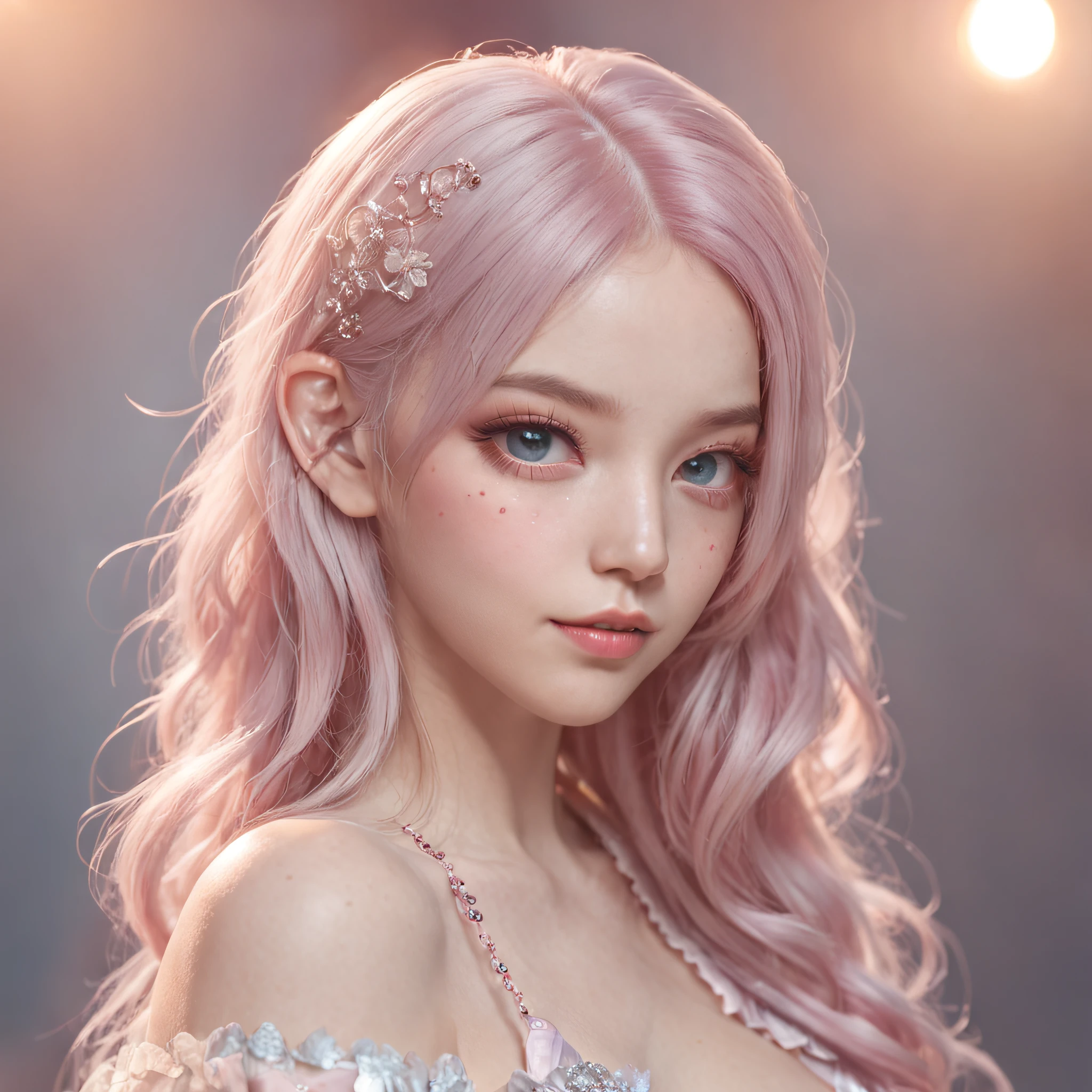 (Best Quality:1.3),4K,8K,8K Portrait,16 K,(masutepiece:1.2),1girl in,Solo,(maximalism:1.5),opal,ultra-detailliert,absurderes,(very detailed beautiful face and eyes:1.3), (Highly detailed beautiful hair:1.3),delicate composition, (Full body:1.5),(full-length figure:1.5), Super cute girl,(Medium Hair:1.4),Pink eyes,light blue eyes,(Pink hair:1.2),(Light blue hair:1.4),(Playboy Bunny:1.6),(Jewelry Hair Ornaments:1.3), (jewelry eyes:1.3),(Eyelashes:1.2),(symbol in eyes:1.3),(hight resolution, Twinkle,Glitter,Lens Flare,light Particle,Shining:1.3),(Cute:1.5)