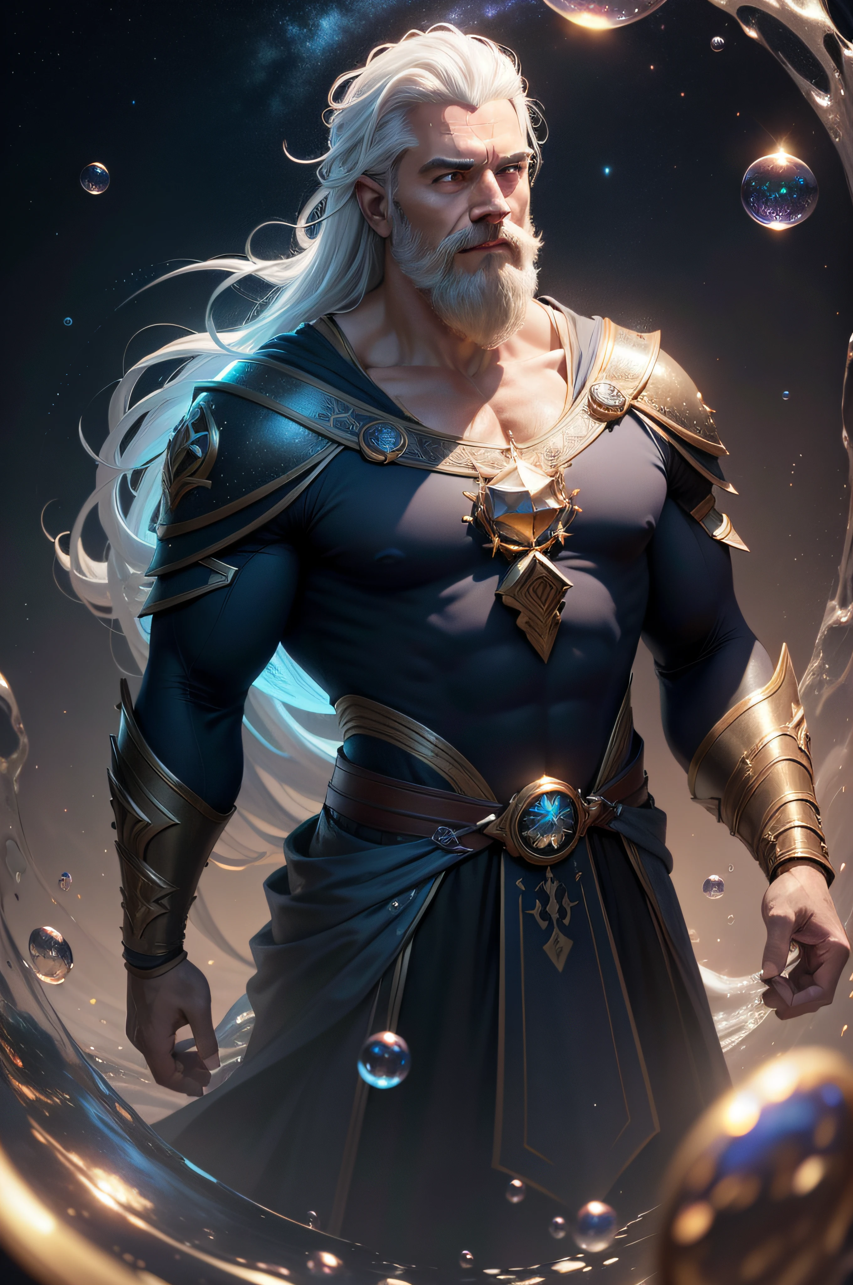 um close up de um homem com uma espada e armadura, Asgardiano, Arthas Menethil, Henry Cavill como Arthas Menethil, jason momoa as assyrian, Retrato pintado de Zeus acidentado, Arthas, Arsen Lupin como um paladino, Furioso Deus Zeus, picture of a male cleric, Um enorme deus gigante celestial, with a holy book in his right hand , Fix hand --auto