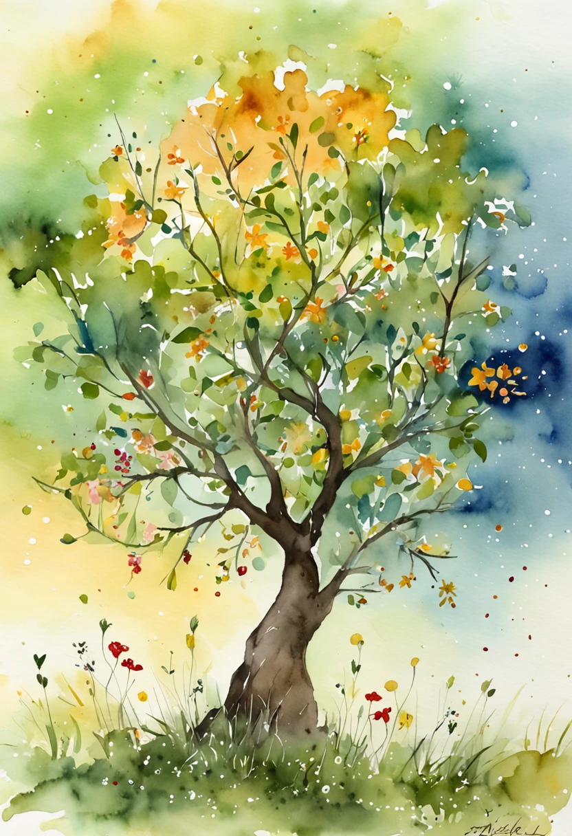 A big tree planted on the moon,Stars