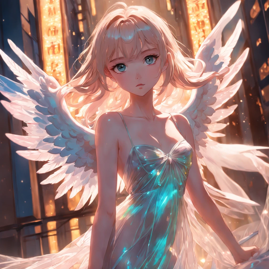 ((Full shot)) Angelic beauty, fantastic and mysterious light. Cyber, dancing on ice.