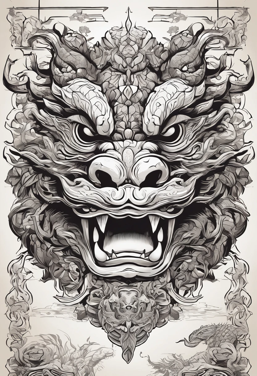 (White background:1.4),(Symmetrical:1.5),(masterpiece Chinese dragon head, In the middle,  Oriental elements),（China - chic illustration:1.2, Vector painting:1.2),(Chinese colors,senior color matching),( reasonable design, Clear lines, High sharpness,best quality, Very detailed, masterpiece, official art, movie lighting effects, 4K )